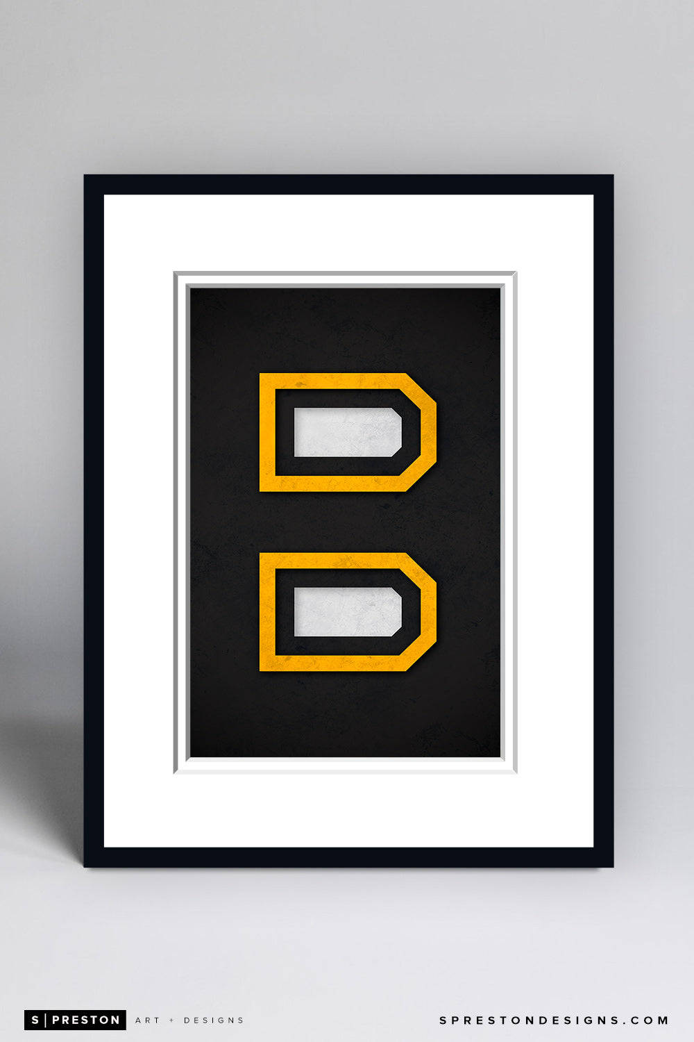 Boston Bruins Logo, yellow outlined D's, black textured background, HD Phone Wallpaper