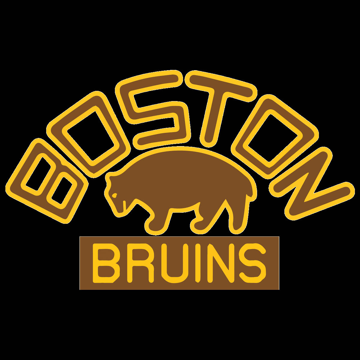 Boston Bruins Logo, brown bear silhouette, arched text, SD Desktop Wallpaper