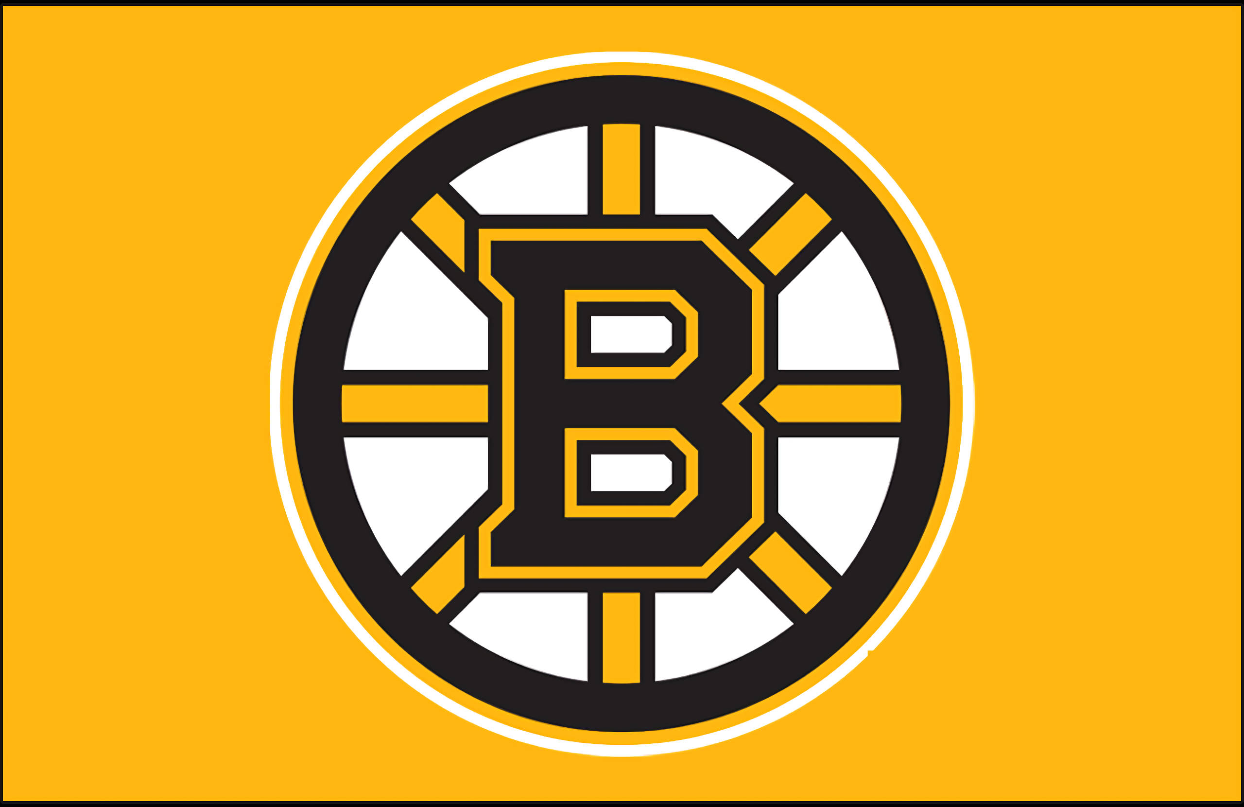Boston Bruins, black and white 'B' logo, yellow accents, 2K Desktop Wallpaper