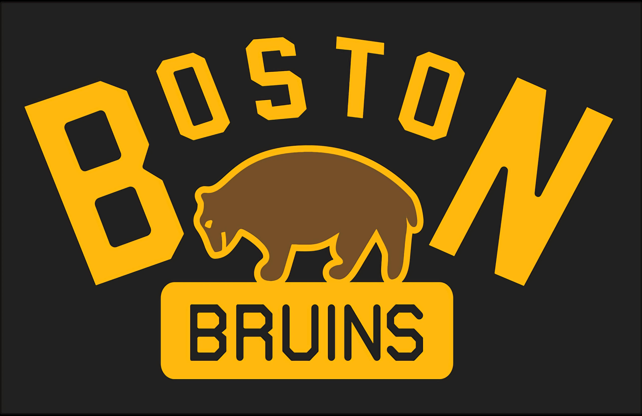 Boston Bruins, black background, bold yellow, 2K Desktop Wallpaper