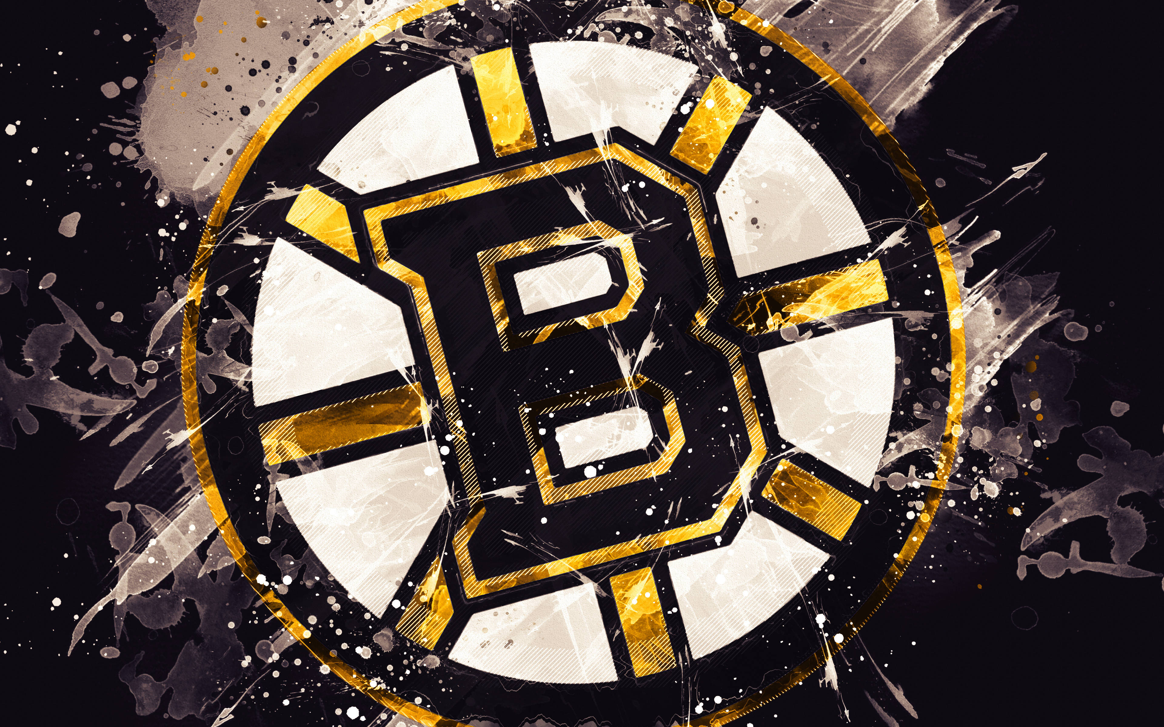 Boston Bruins, gold, white, 4K Desktop Wallpaper