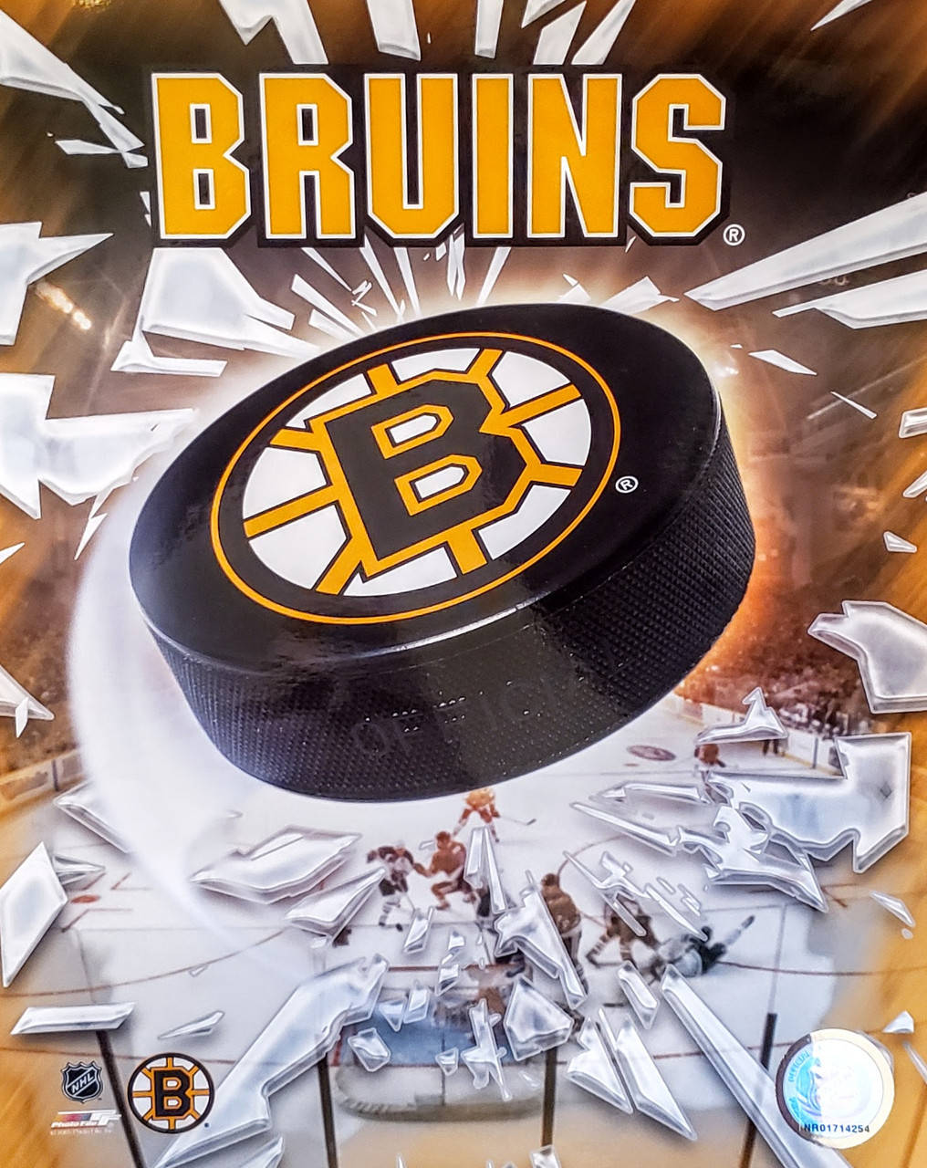 Boston Bruins, hockey puck, glass, HD Phone Wallpaper