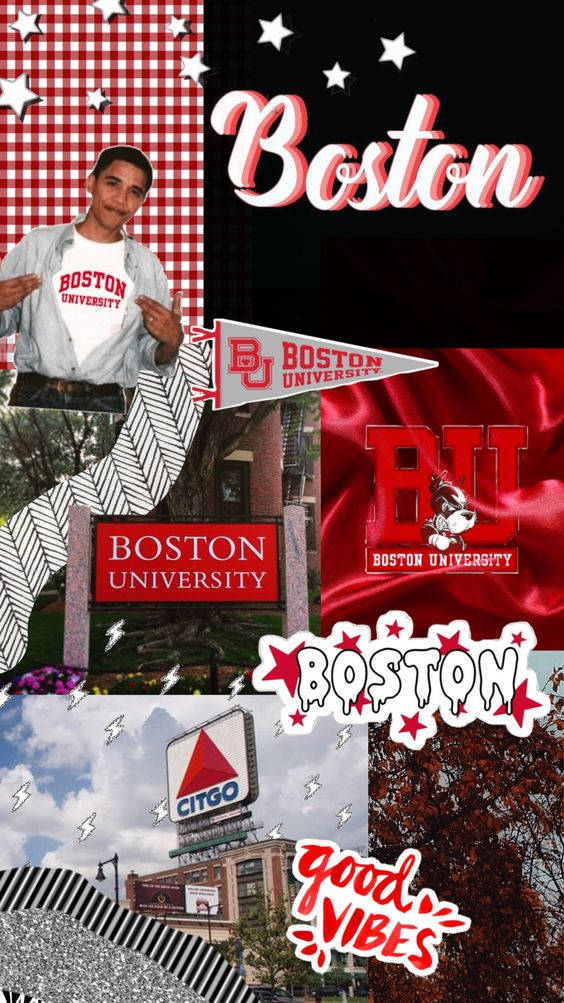 Boston University, red white and black patterns, students, SD Phone Wallpaper