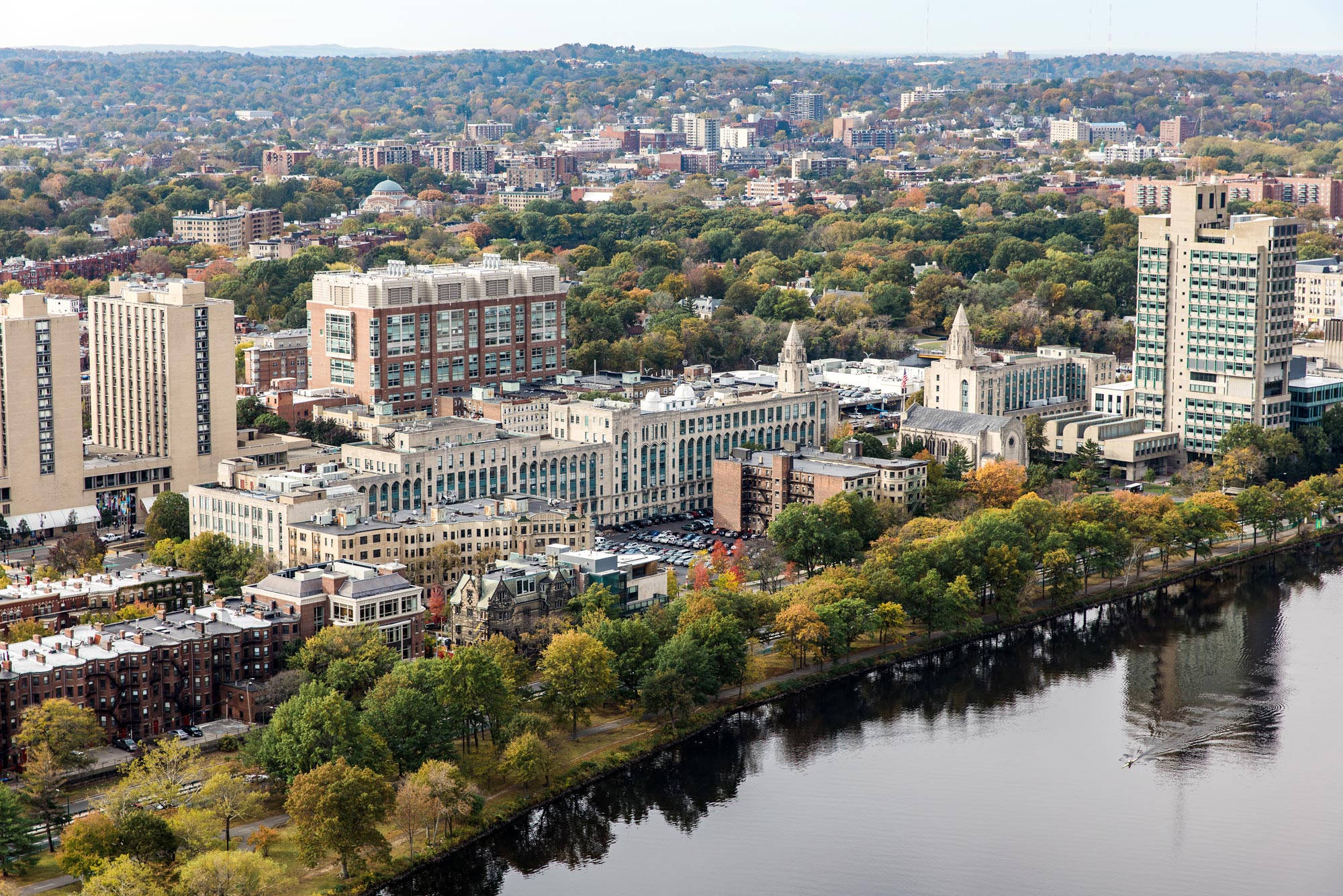 Boston University, aerial view, river, Full HD Desktop Wallpaper