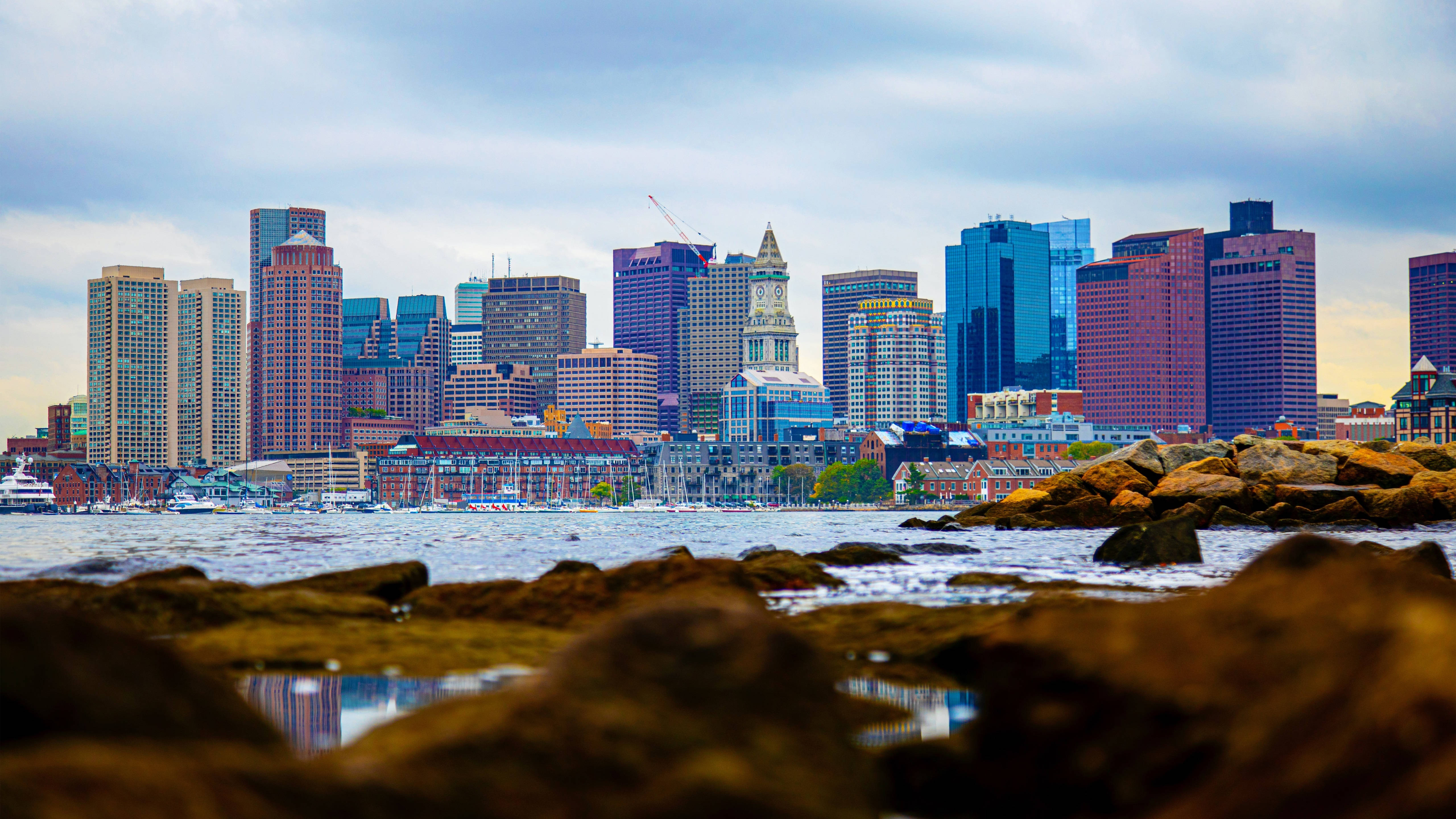 Boston, glass skyscrapers, historic buildings, 5K Desktop Wallpaper