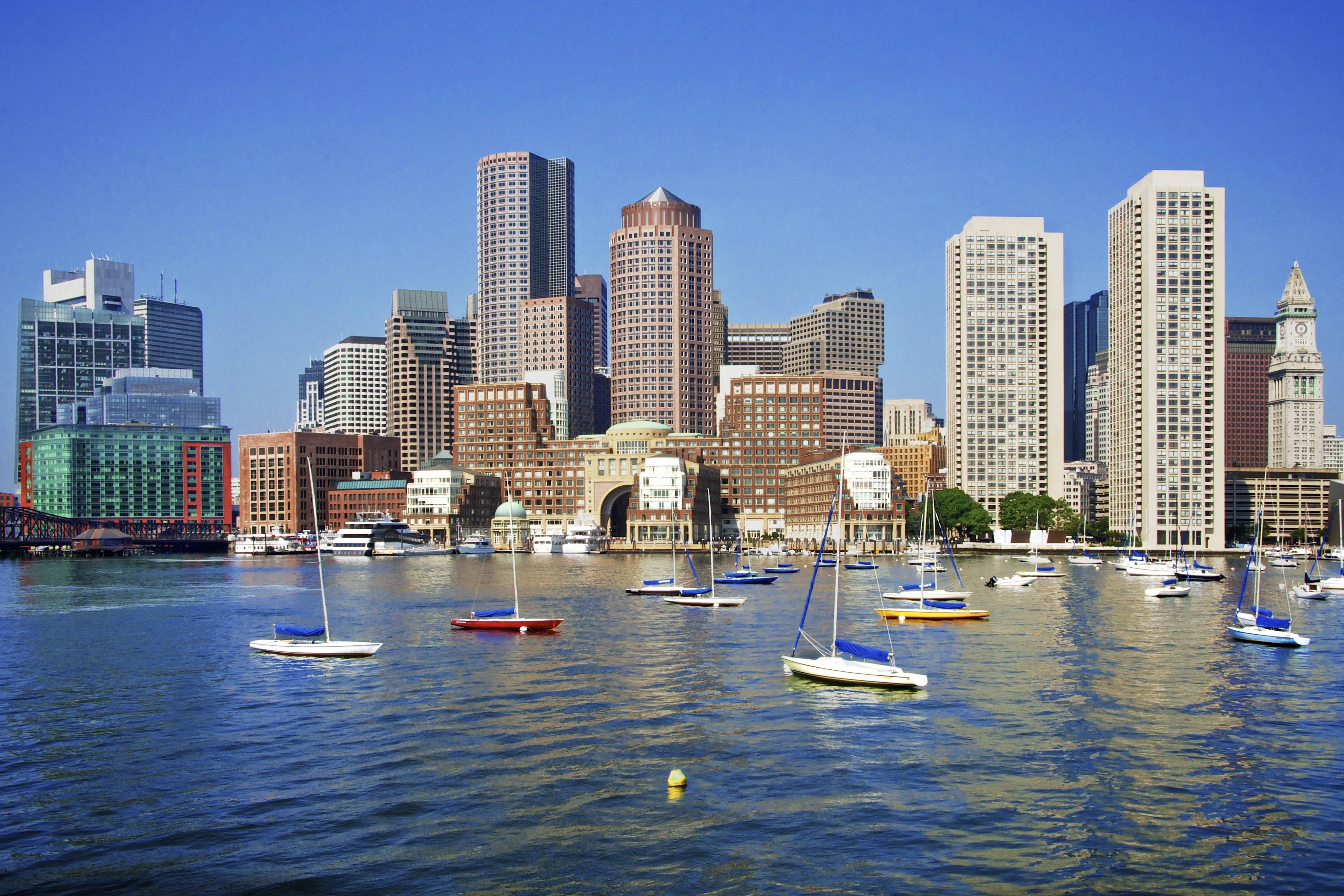 sailboats, Boston, harbor, 4K Desktop Wallpaper