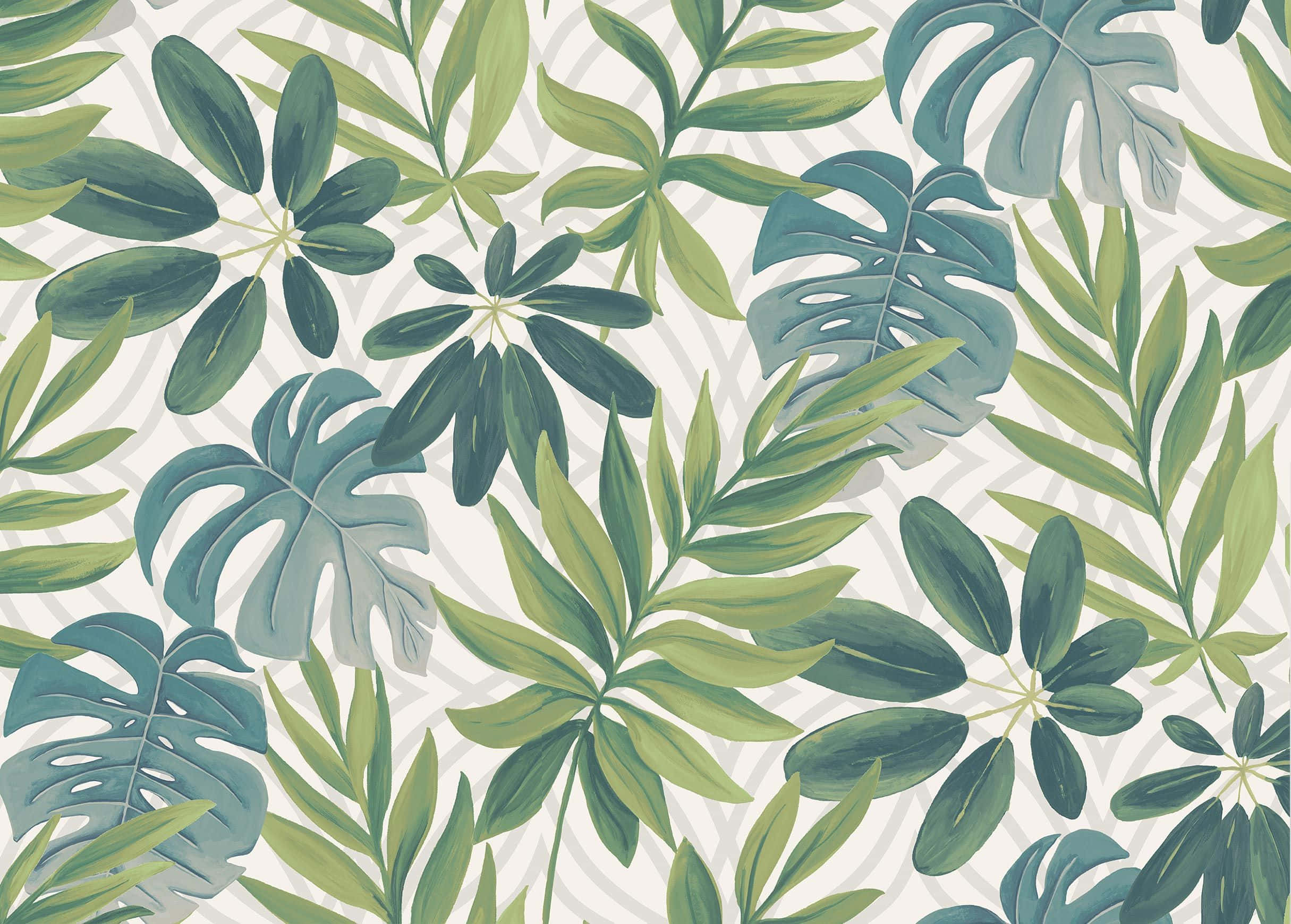botanical, tropical leaves, shades of green, Full HD Desktop Wallpaper