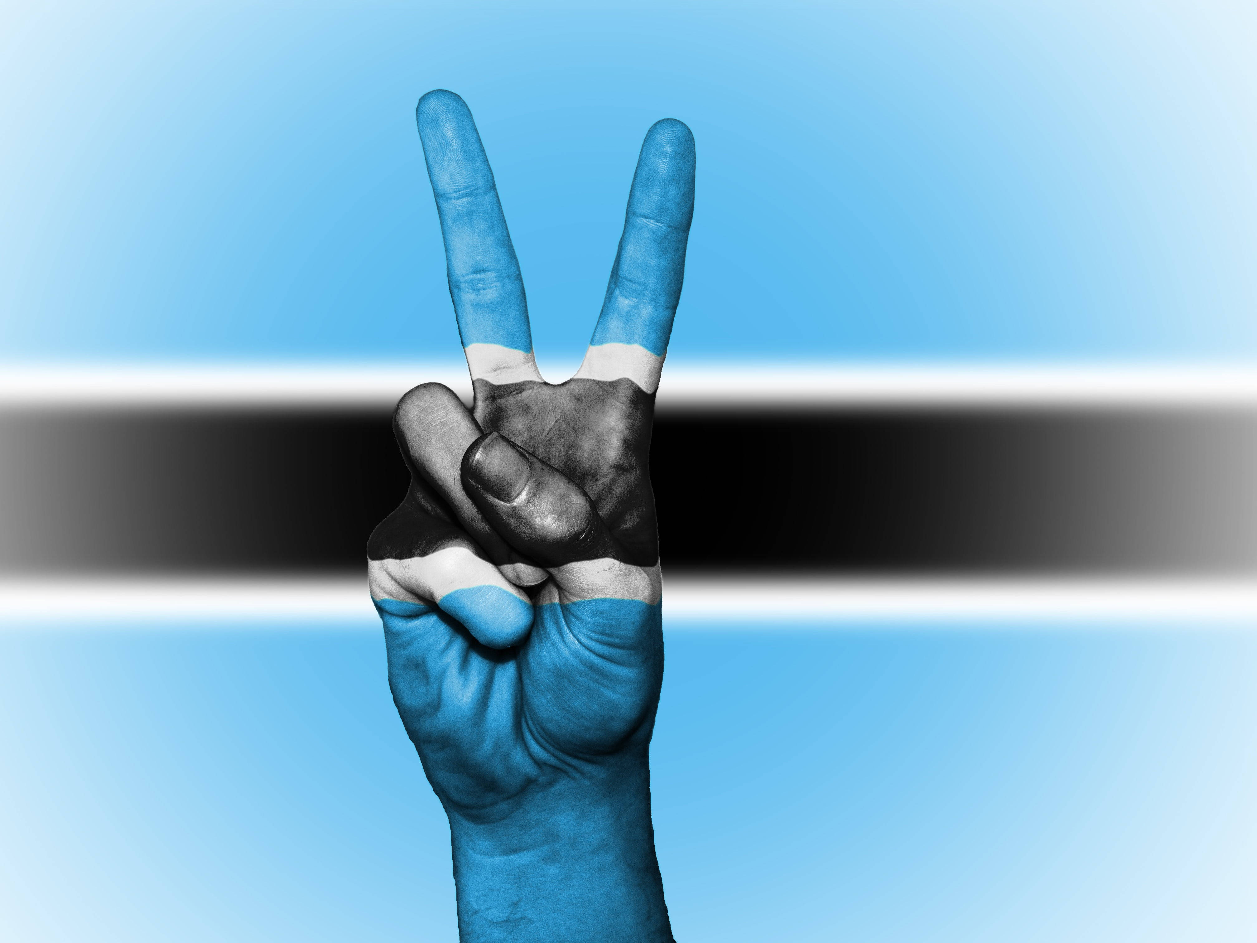 Botswana, peace sign, flag of Botswana, 4K Desktop Wallpaper