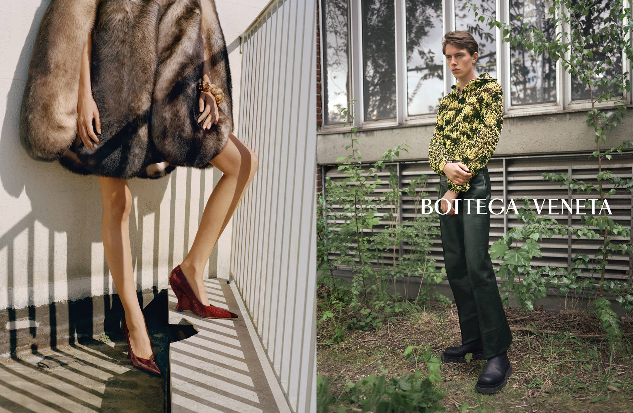 Bottega Veneta, fur coat, red heels, Full HD Desktop Wallpaper