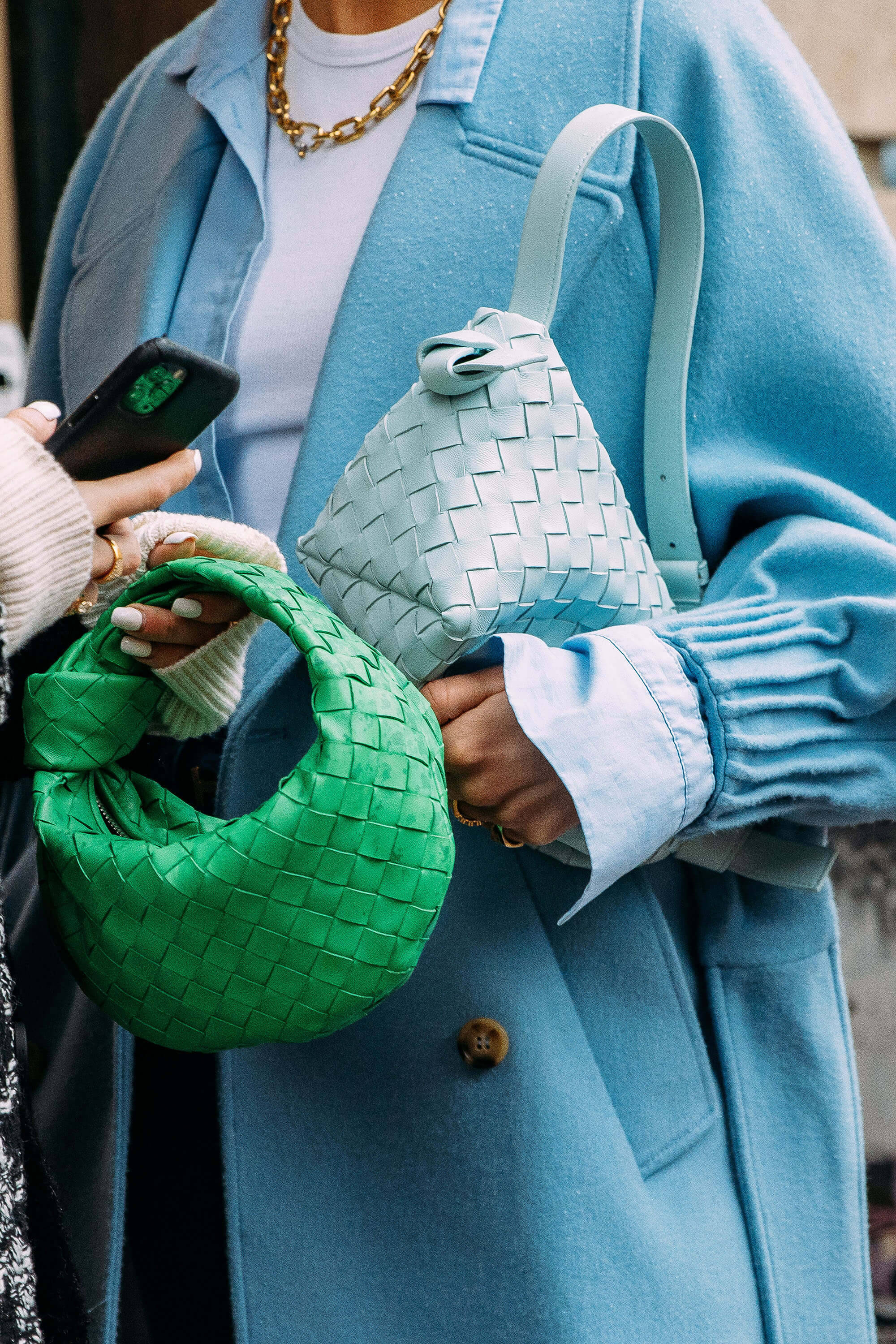 Bottega Veneta, woven handbags, green, 2K Phone Wallpaper