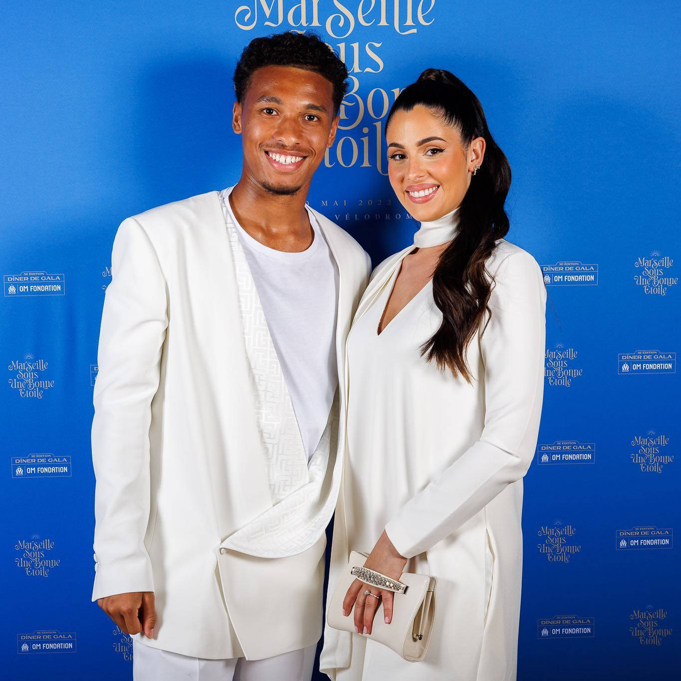 Boubacar Kamara, wife, white formal wear, HD Desktop Wallpaper