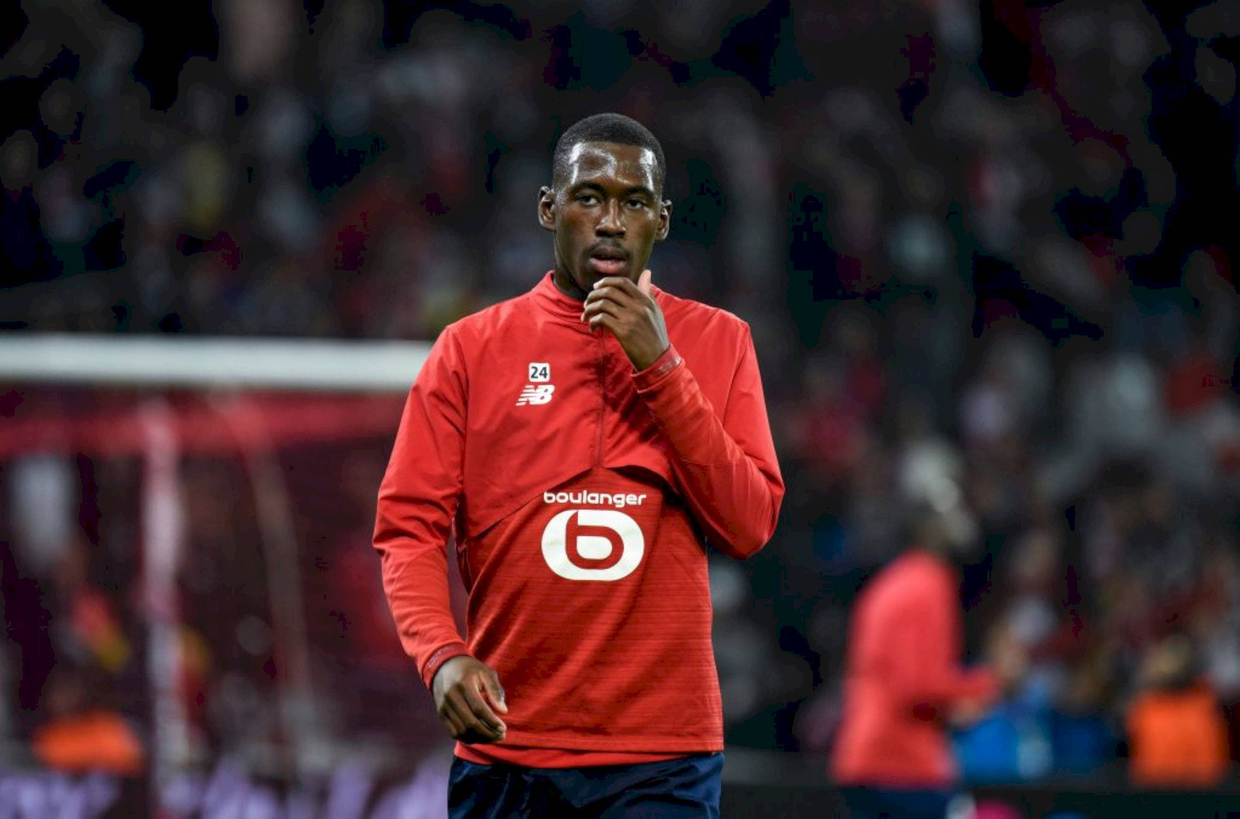 Boubakary Soumaré, red training top, number 24, Full HD Desktop Wallpaper