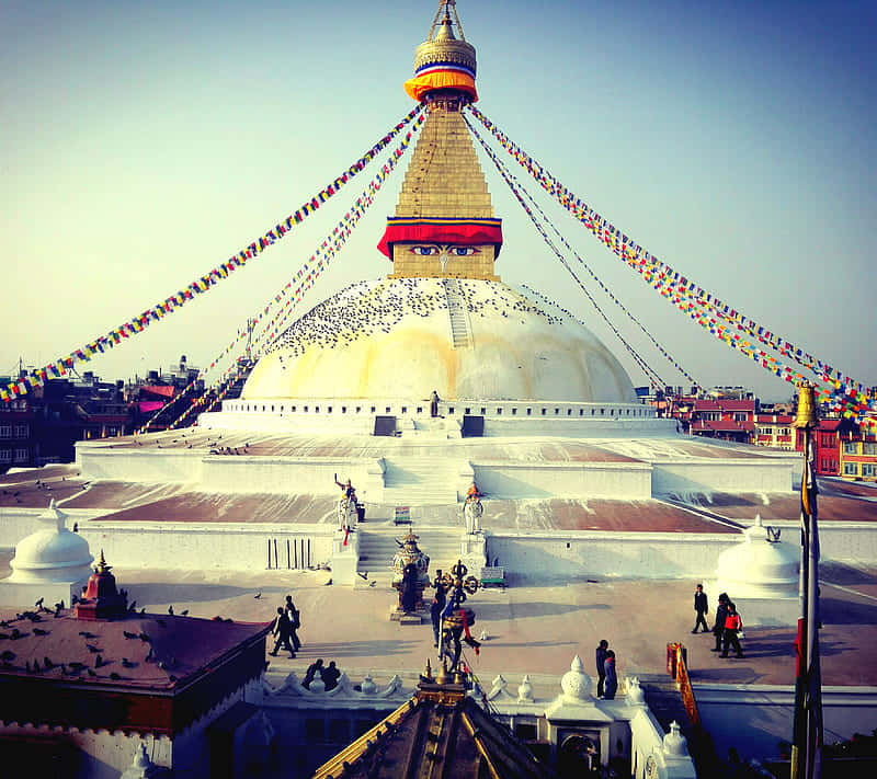 Boudhanath Stupa, white stupa, golden spire, SD Desktop Wallpaper