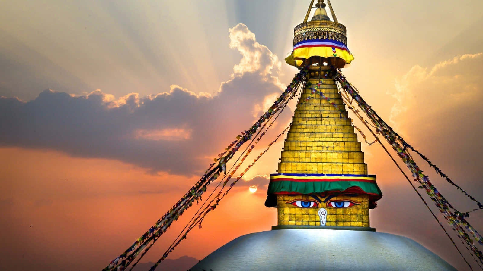 Boudhanath Stupa, golden stupa, sacred eyes, HD Desktop Wallpaper