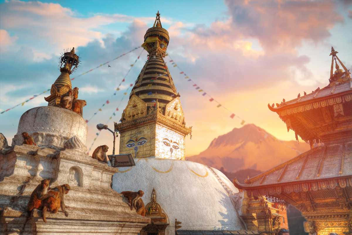 Boudhanath Stupa, golden stupa, temple complex, SD Desktop Wallpaper