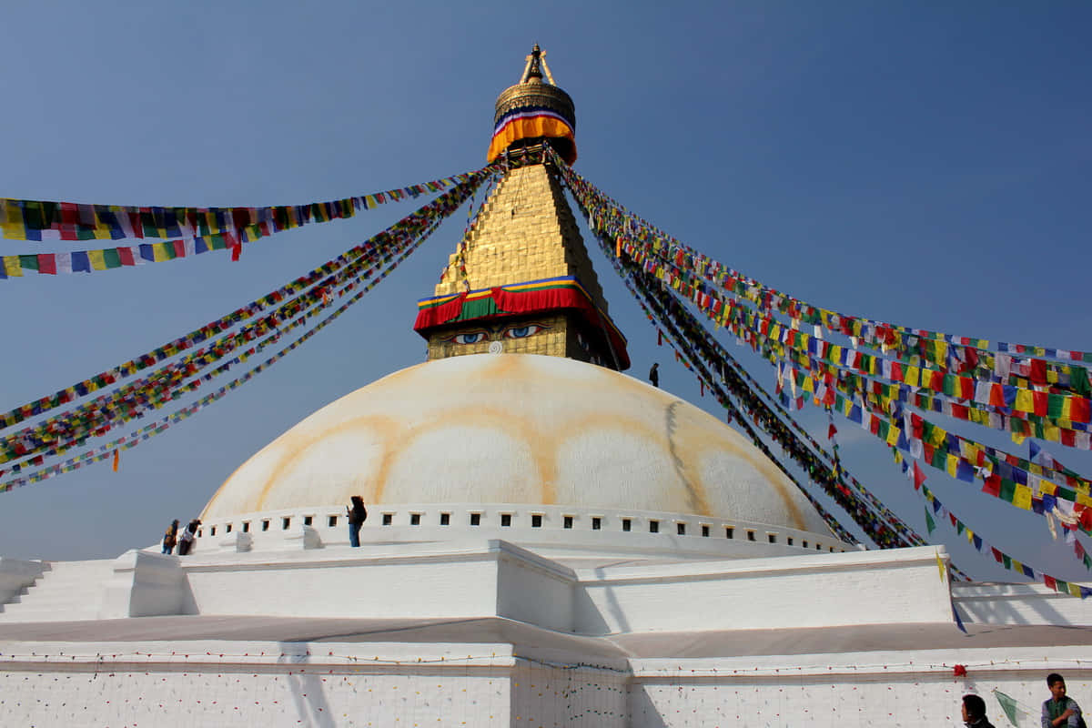 Boudhanath Stupa, white stupa, golden spire, SD Desktop Wallpaper