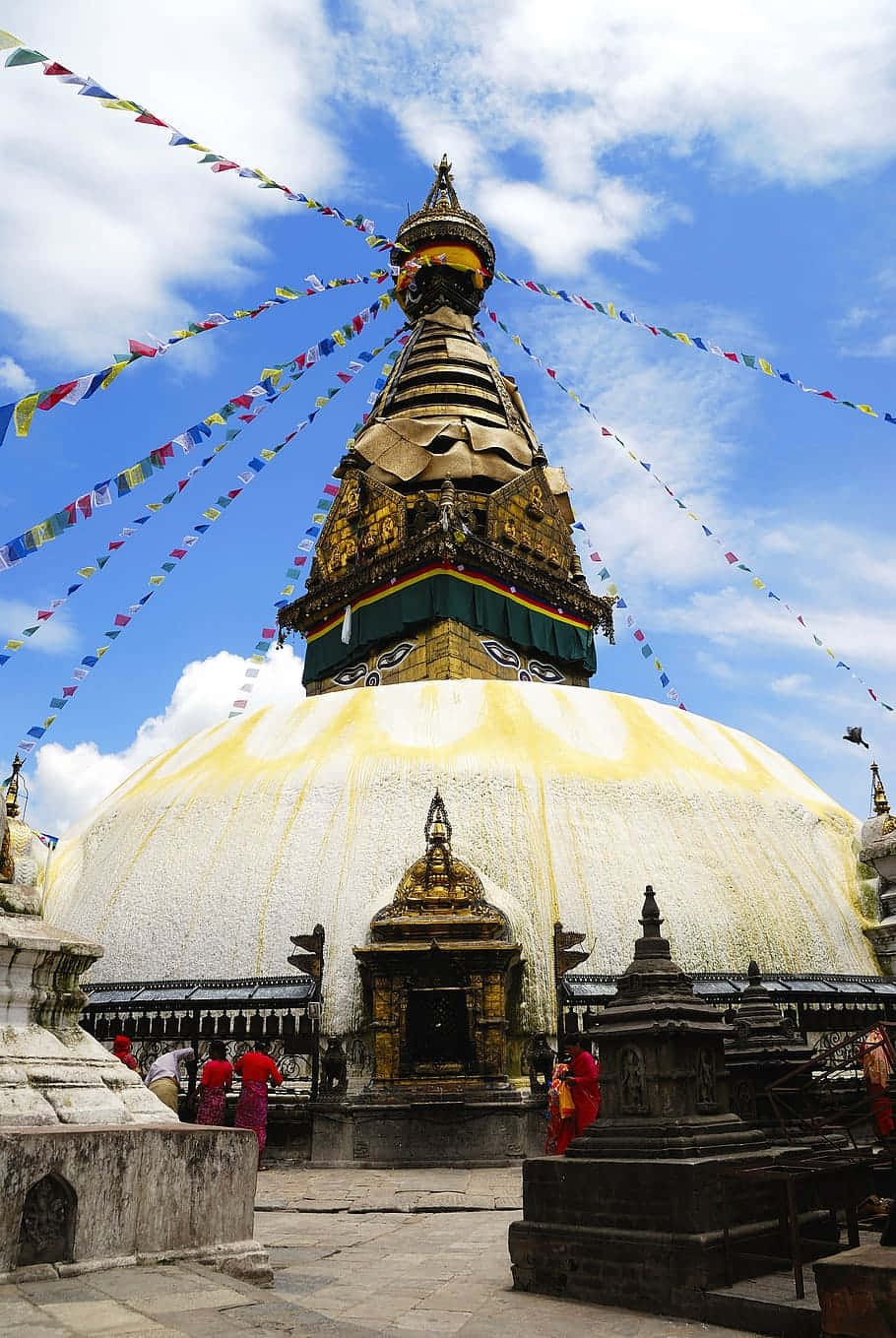 Boudhanath Stupa, golden stupa, white dome, HD Phone Wallpaper