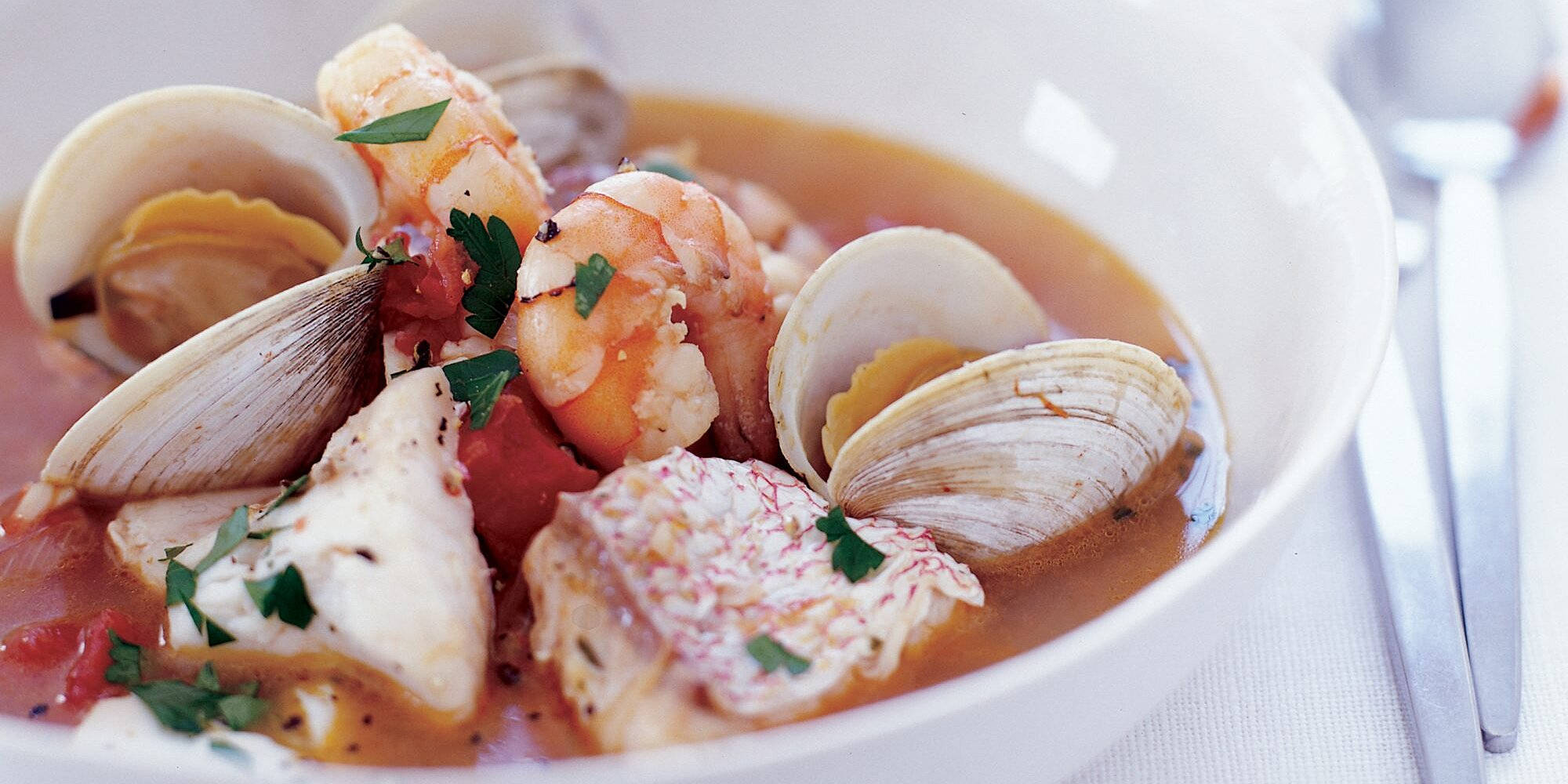 clams bouillabaisse, French cuisine, seafood stew, Full HD Desktop Wallpaper
