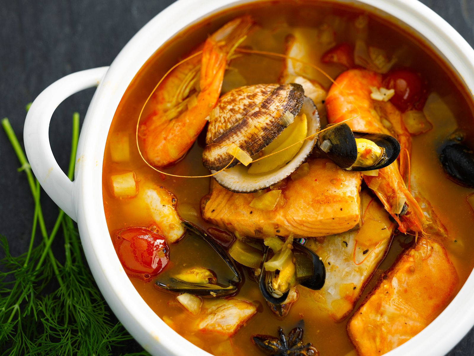 Bouillabaisse, casserole, shrimp, HD Desktop Wallpaper
