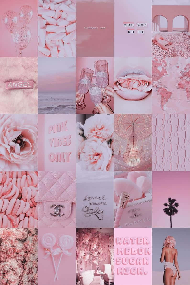 pink-themed, flowers, champagne balloons, SD Phone Wallpaper