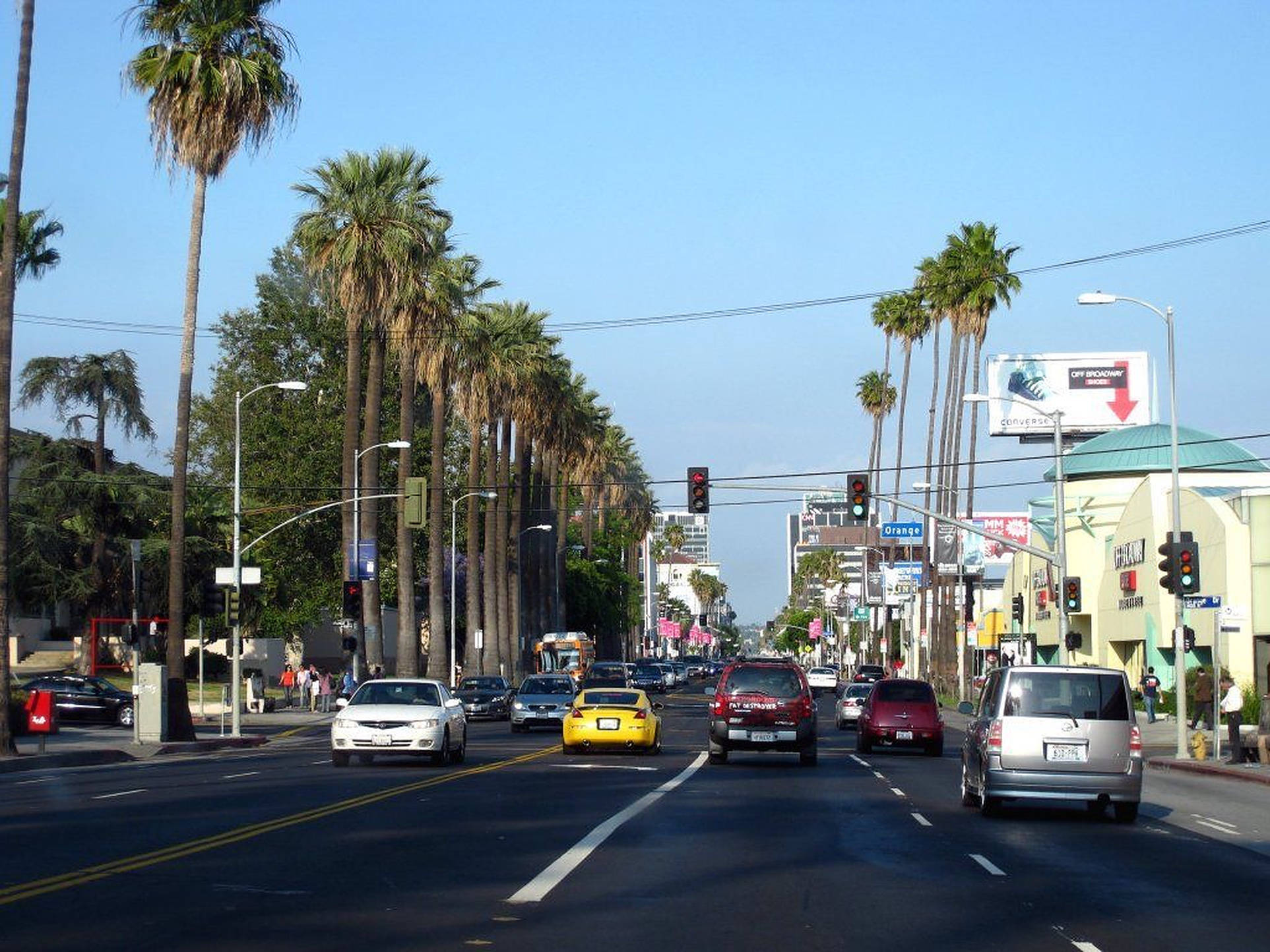 Sunset Boulevard, daytime, palm trees, Full HD Desktop Wallpaper