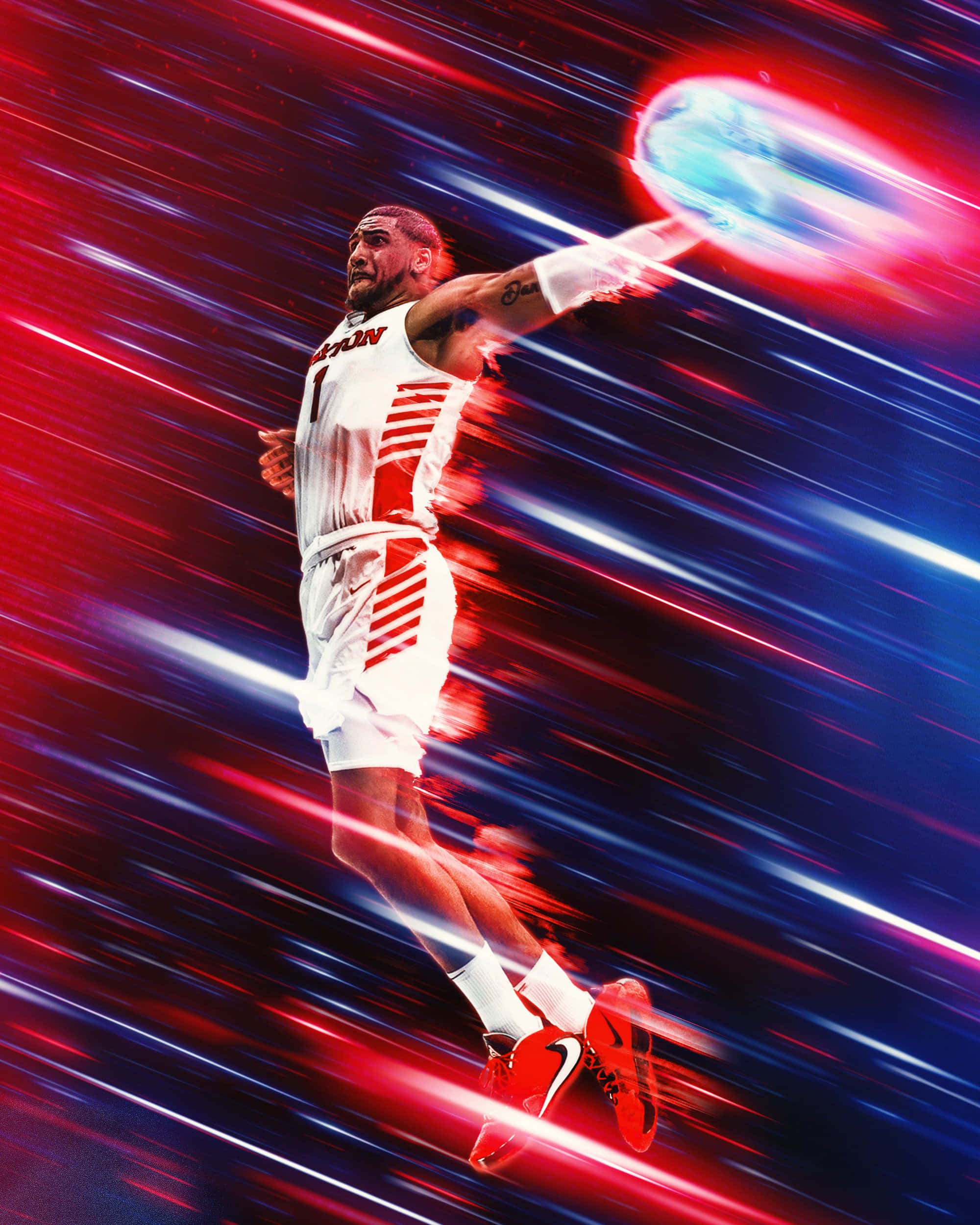 basketball player, white jersey, glowing orb, Full HD Phone Wallpaper