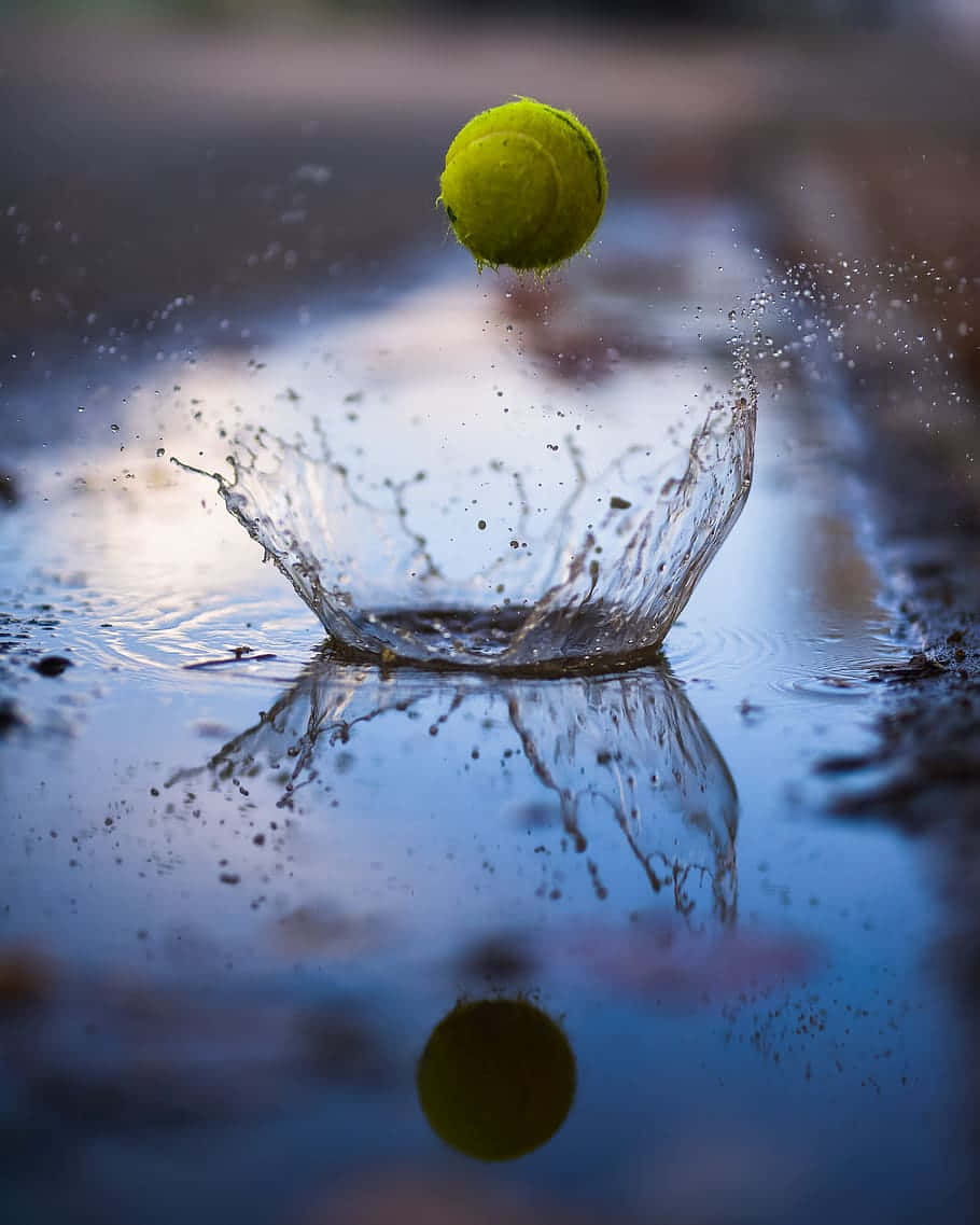 tennis ball, puddle, crown splash, SD Phone Wallpaper