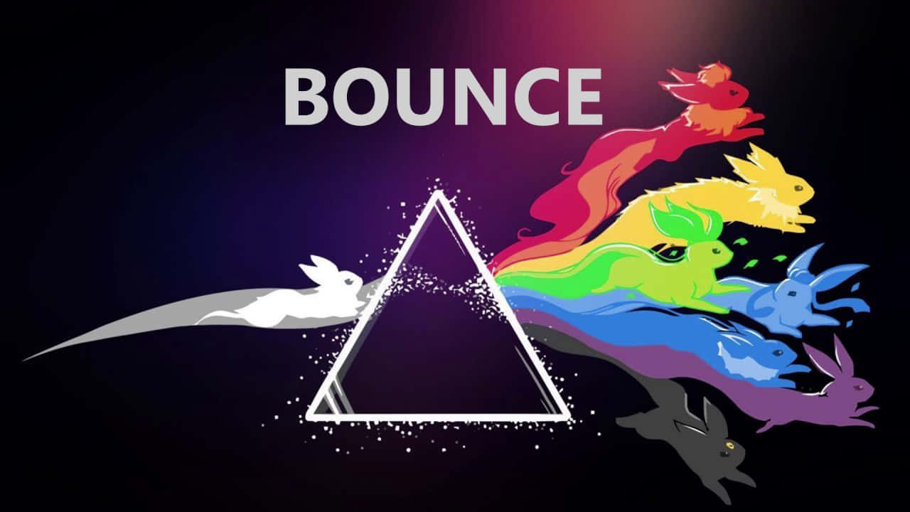 white rabbit, glowing triangle, rainbow cascade of colorful bunnies, HD Desktop Wallpaper