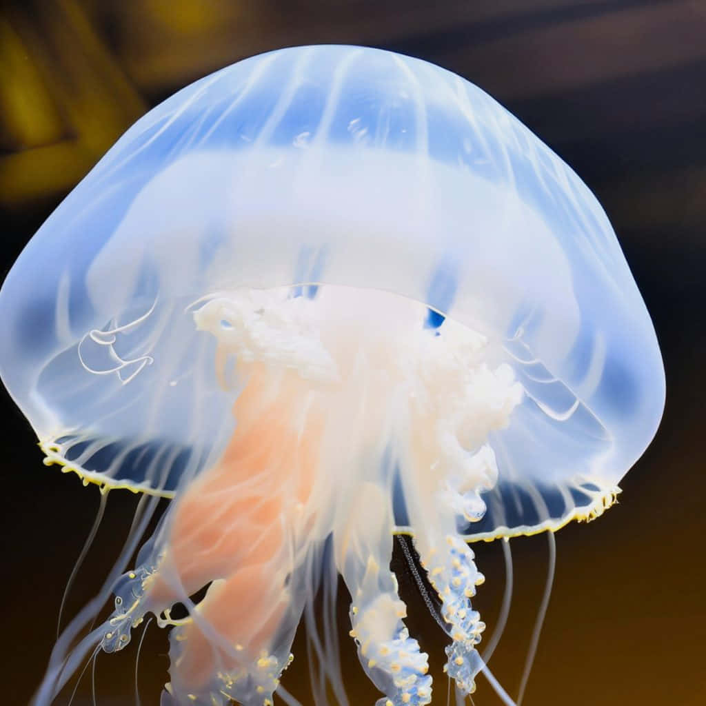 Box Jellyfish, translucent blue and white, delicate tentacles, SD Desktop Wallpaper