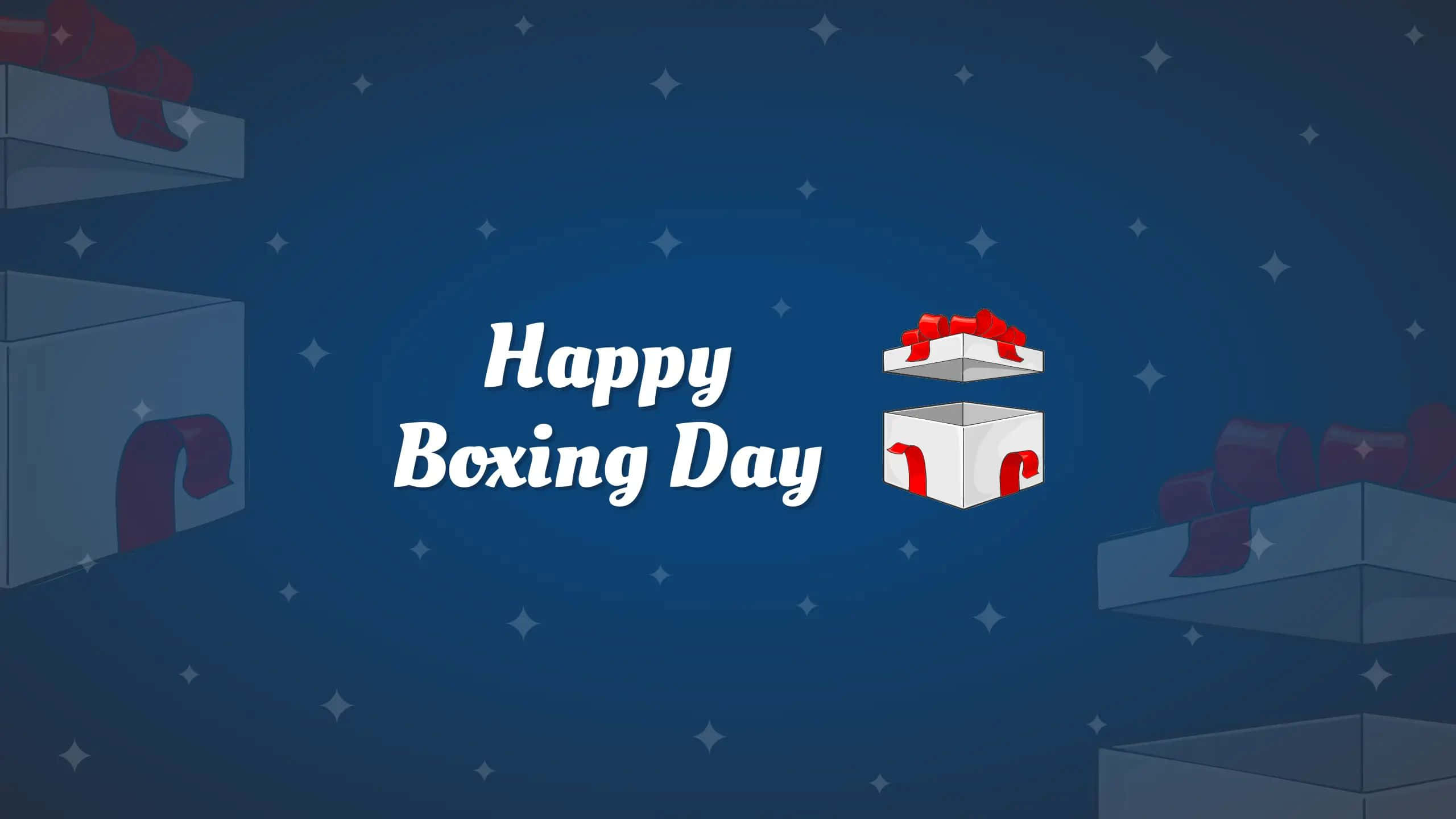 Boxing Day, white script, white gift box, 2K Desktop Wallpaper