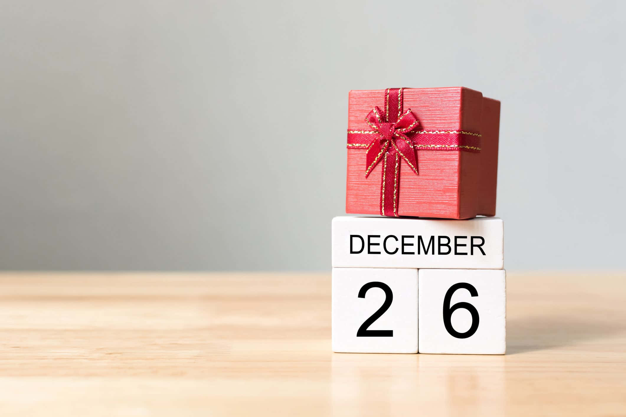Boxing Day, red gift box, bow, Full HD Desktop Wallpaper