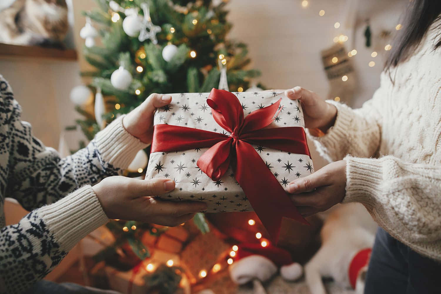 Boxing Day, gift exchange, star-patterned paper, HD Desktop Wallpaper