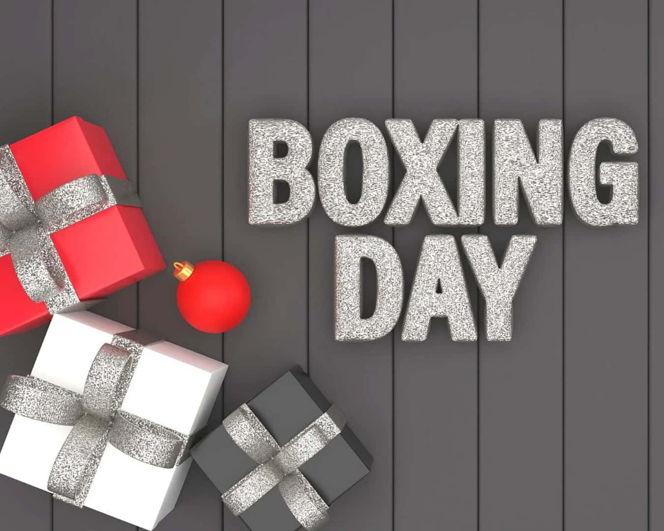 Boxing Day, red ornament, glitter-wrapped gifts, HD Desktop Wallpaper