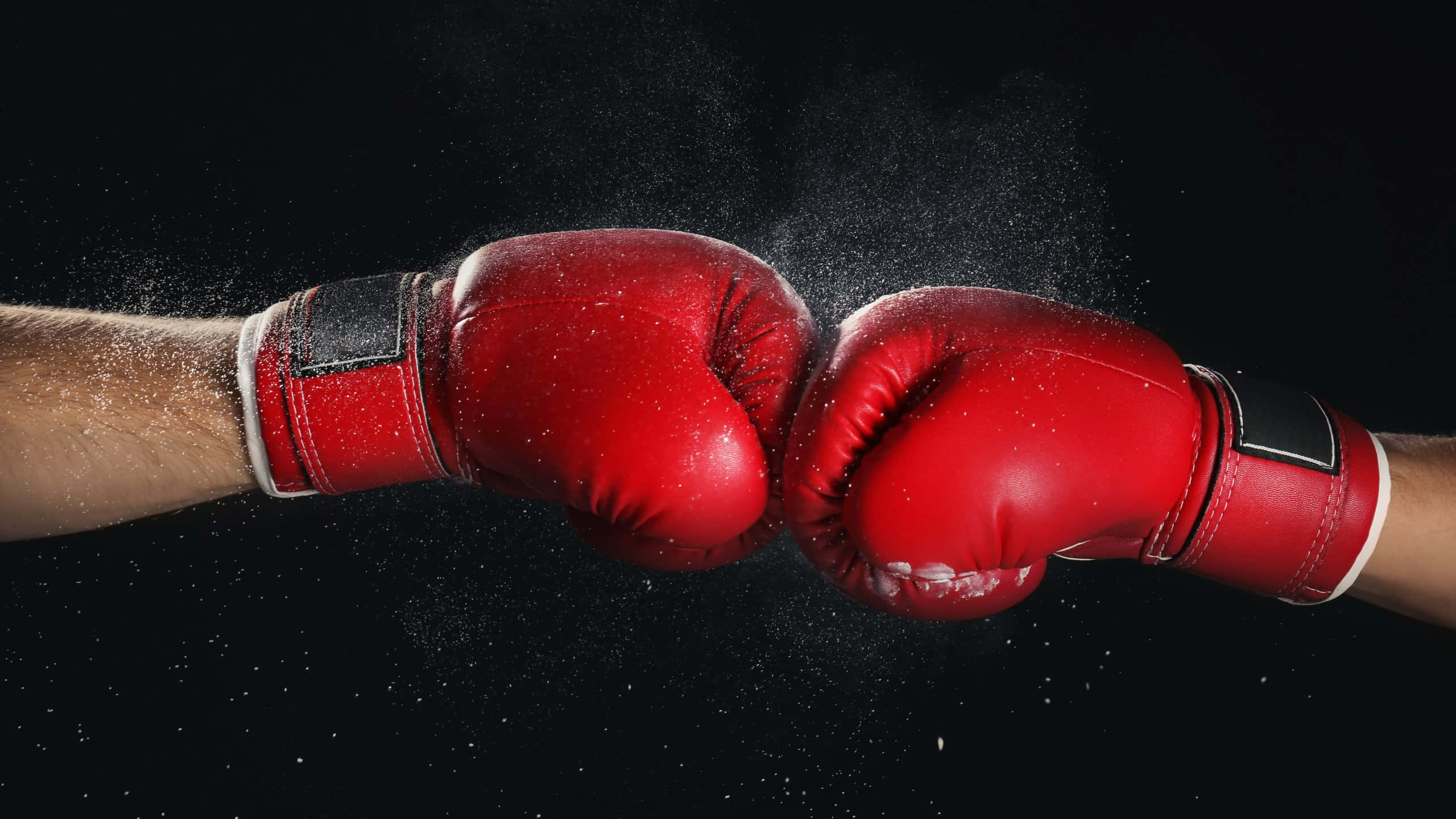 red boxing gloves, black background, white powder, 2K Desktop Wallpaper