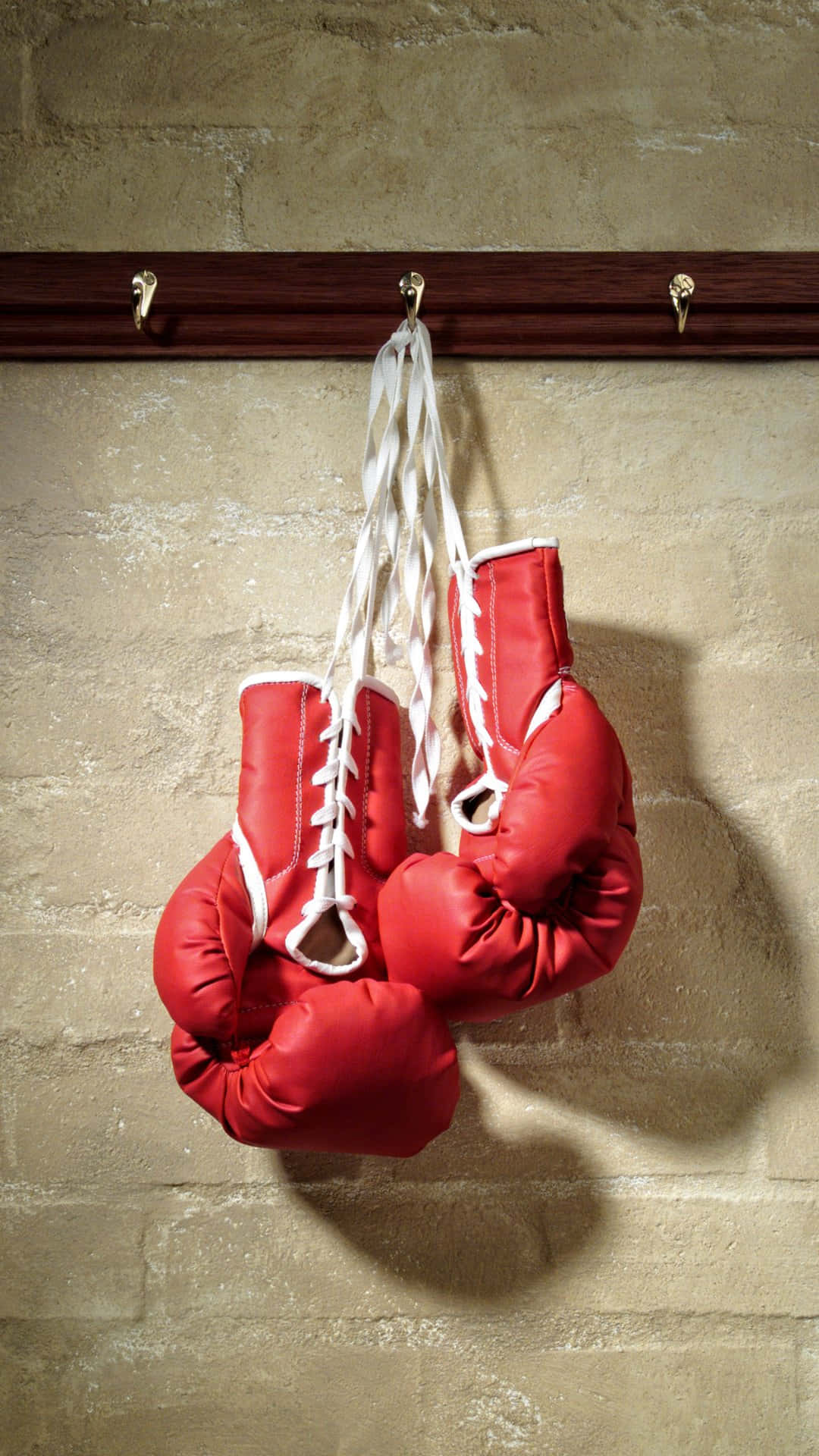red boxing gloves, white laces, brass hooks, Full HD Phone Wallpaper