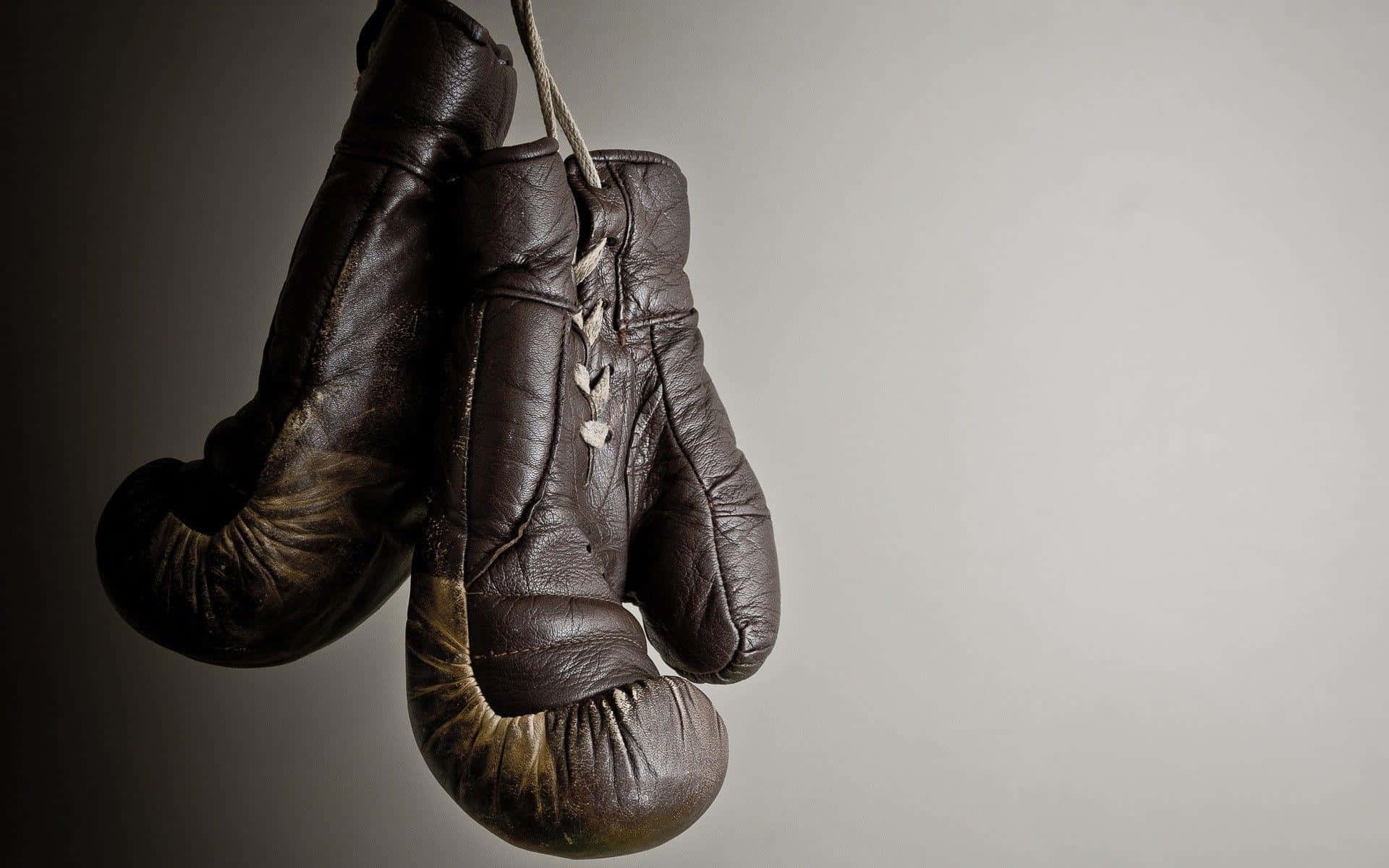 vintage boxing gloves, brown leather, rope, Full HD Desktop Wallpaper