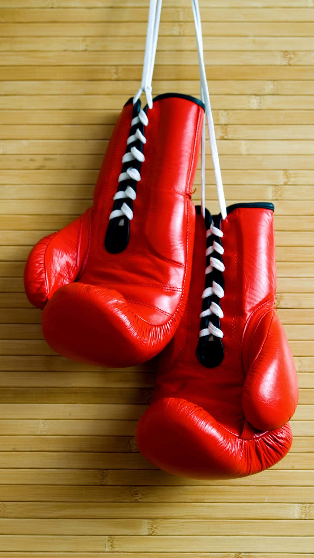 red boxing gloves, glossy red, white laces, Full HD Phone Wallpaper