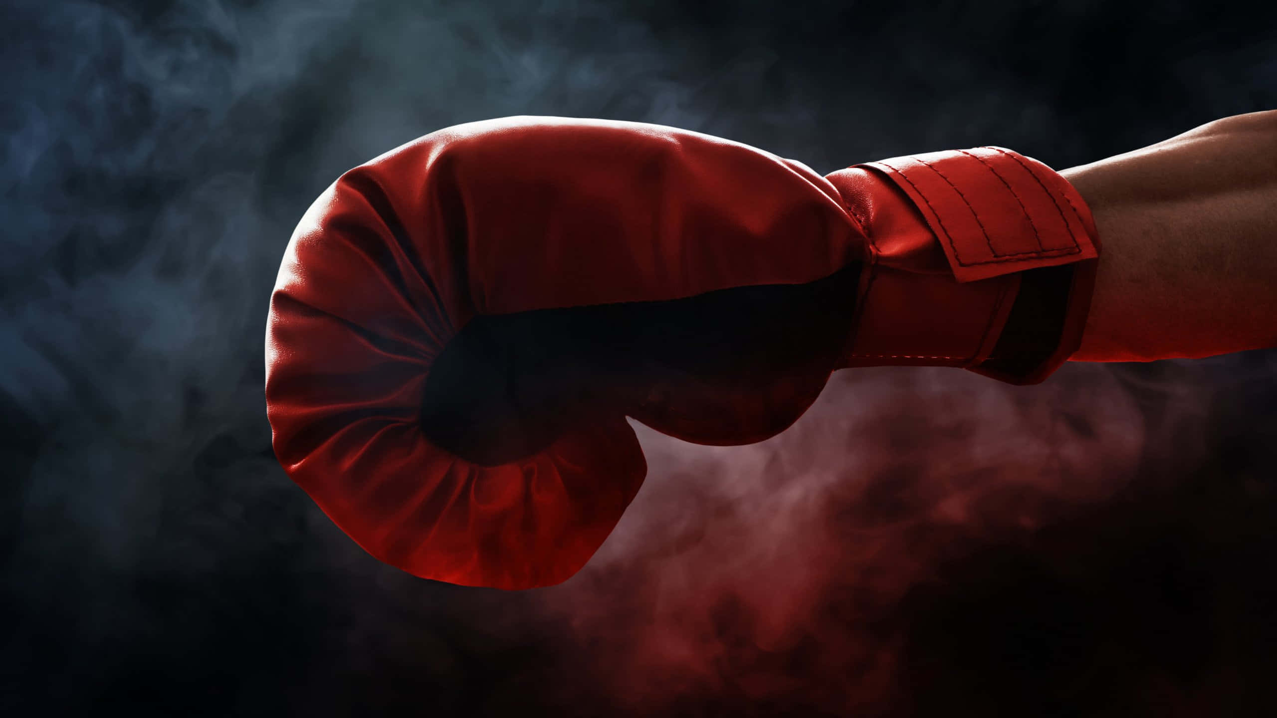 red boxing glove, punch, swirling smoke, 2K Desktop Wallpaper