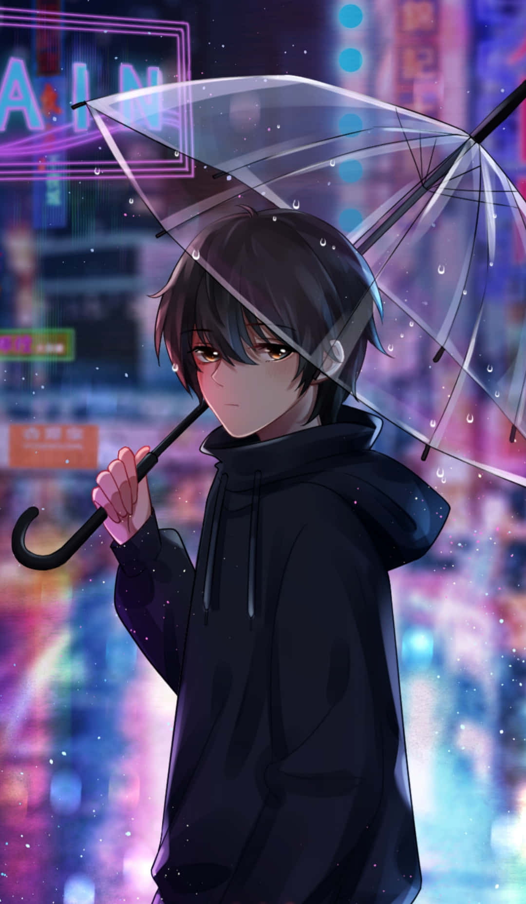 Boy Phone, anime boy, black hoodie, HD Phone Wallpaper