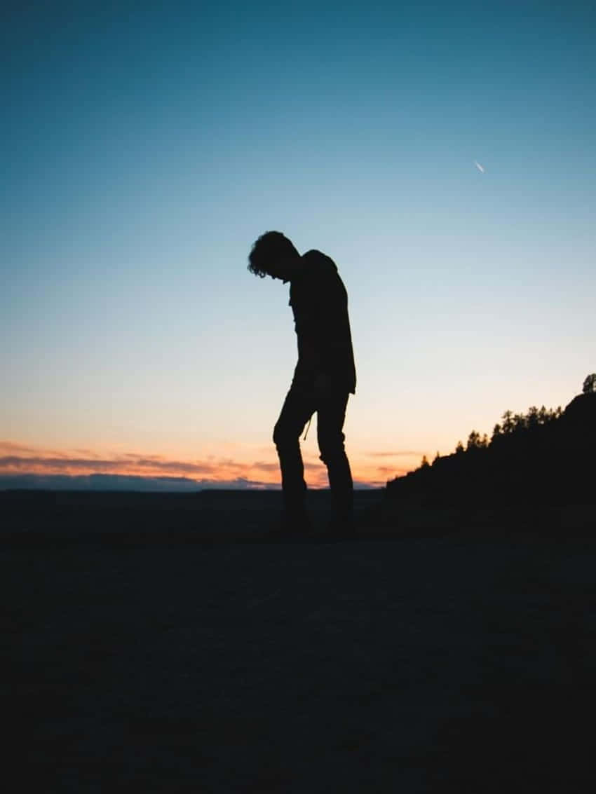 Lonely Boy Shadow, silhouette, twilight sky, SD Phone Wallpaper