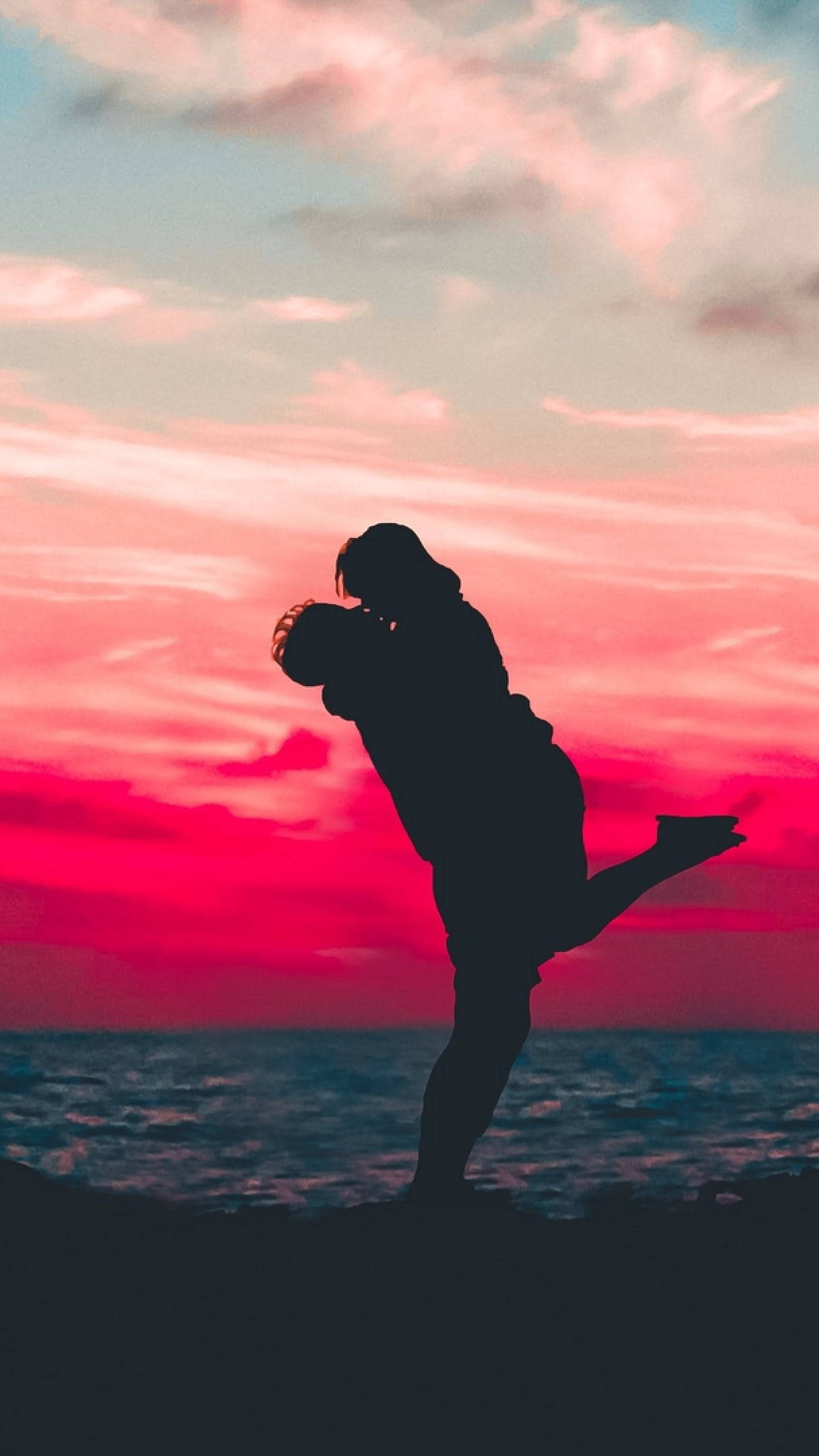 Boy Shadow, Girl Beach, beach, Full HD Phone Wallpaper