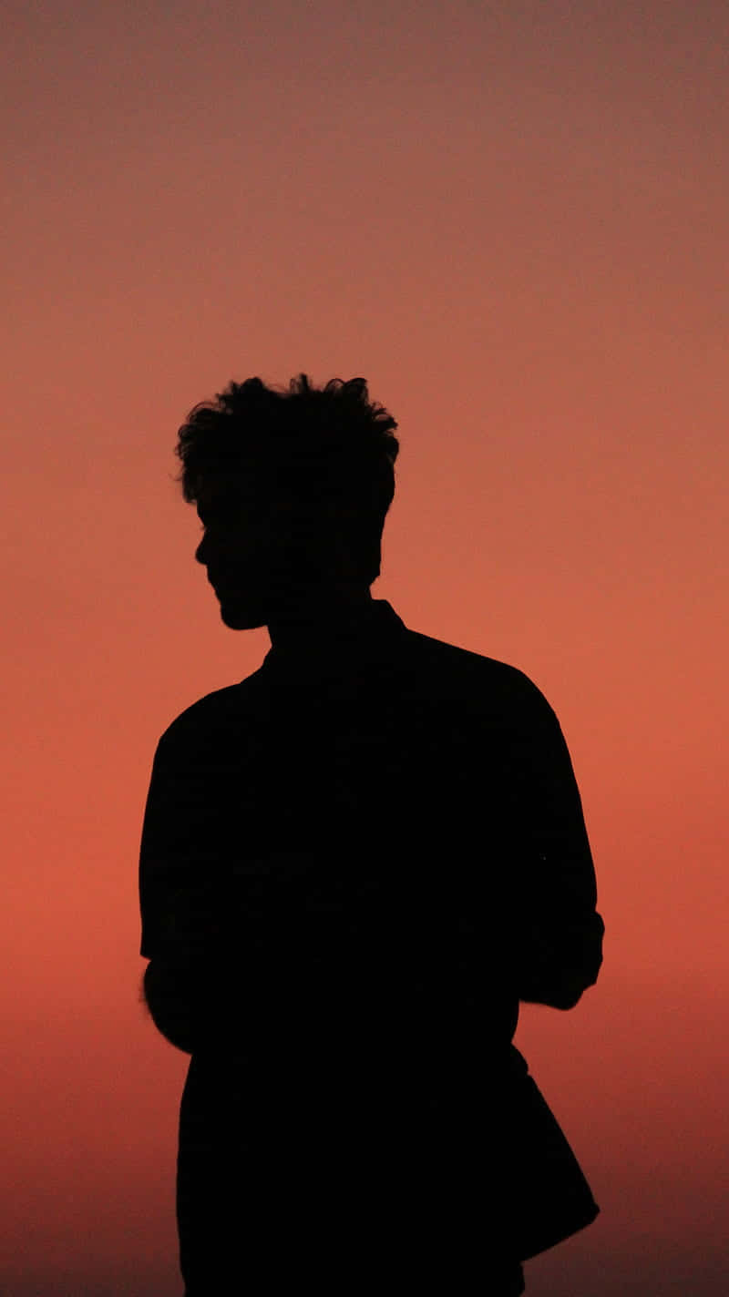 Boy Shadow, vibrant orange sunset sky, silhouette, HD Phone Wallpaper