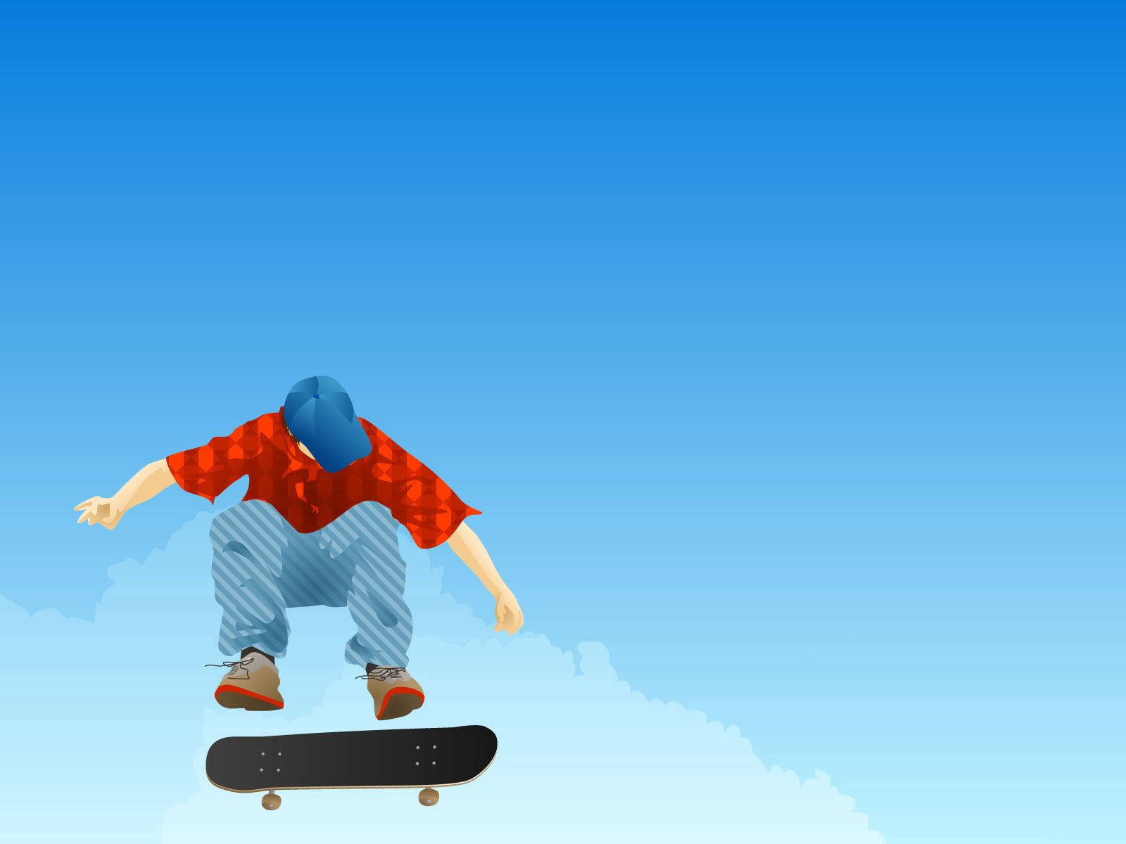 red shirt, blue cap, black skateboard, HD Desktop Wallpaper