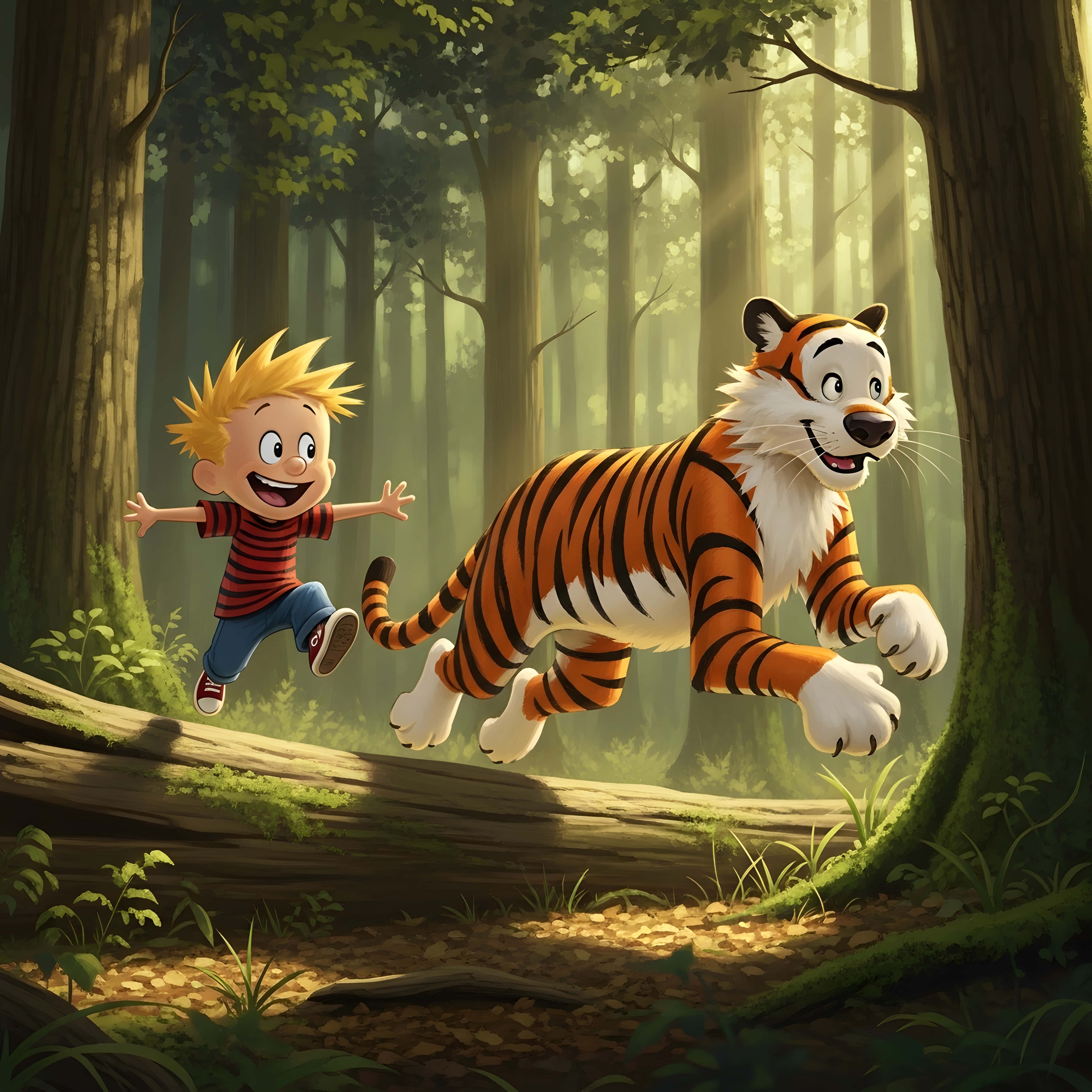 boy, tiger, cartoon tiger, 4K Desktop Wallpaper