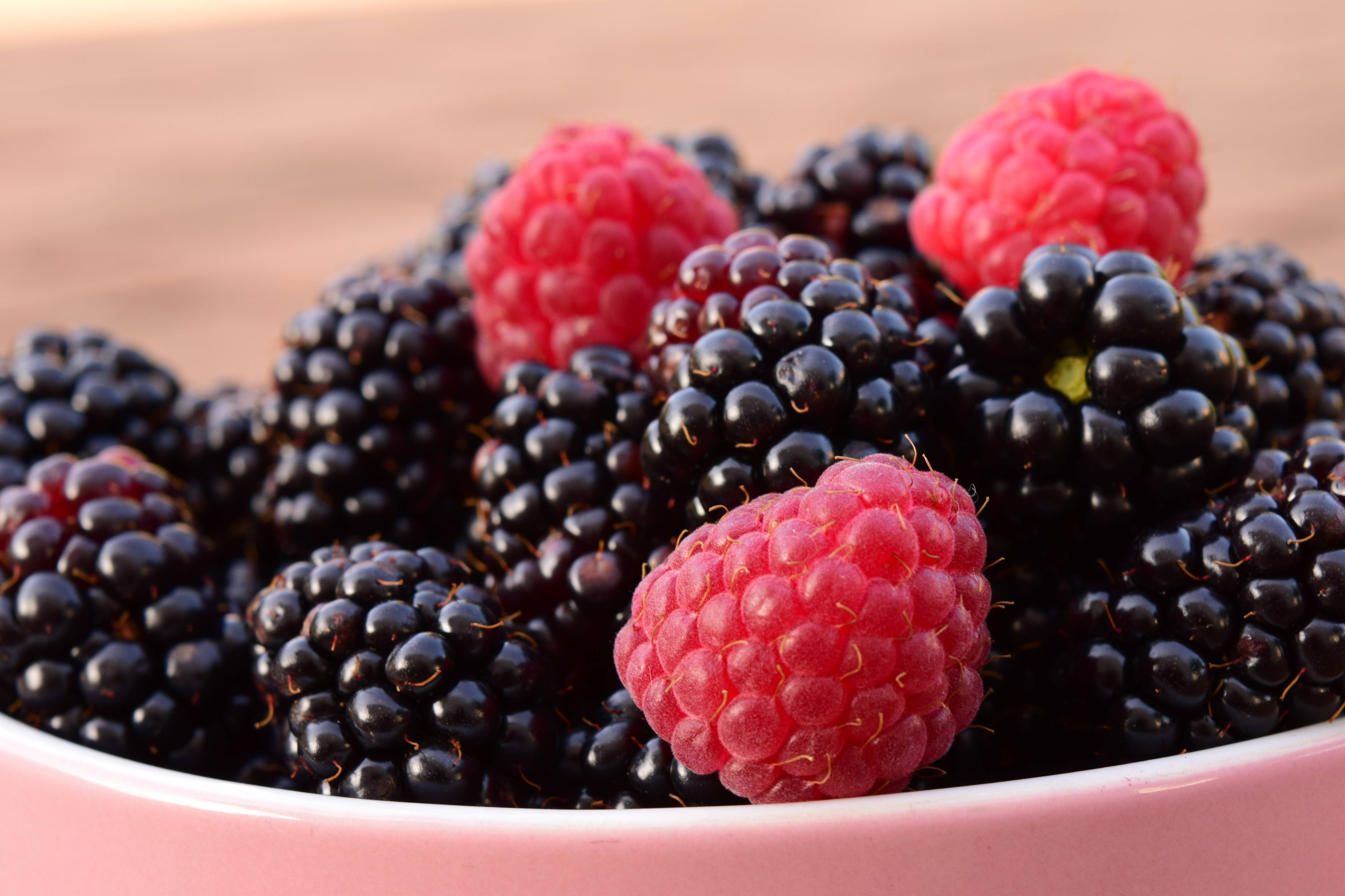 boysenberry, black fruit, pink bowl, 5K Desktop Wallpaper