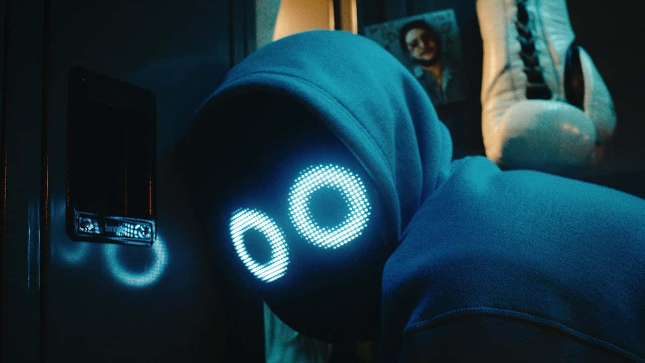 Boywithuke, glowing blue LED eyes, hooded figure, HD Desktop Wallpaper