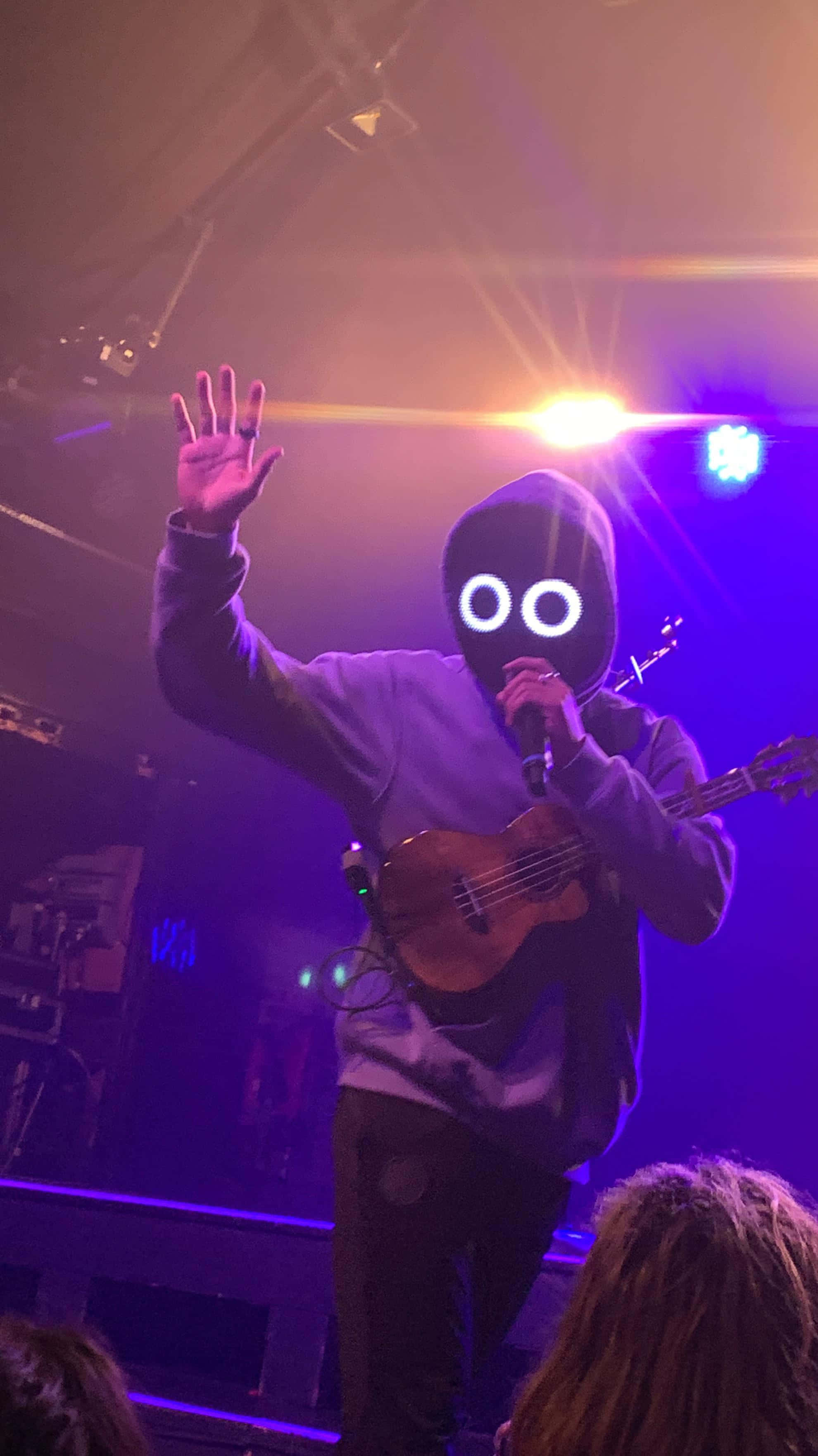 Boywithuke, ukulele, vibrant purple and orange stage lights, 2K Phone Wallpaper