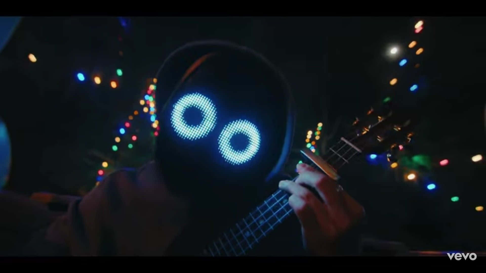 Boywithuke, glowing blue LED mask, ukulele, Full HD Desktop Wallpaper