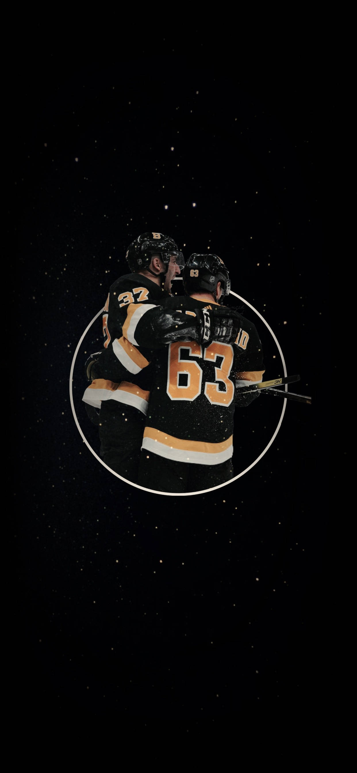 Brad Marchand, black and gold jerseys, glowing circle, 2K Phone Wallpaper