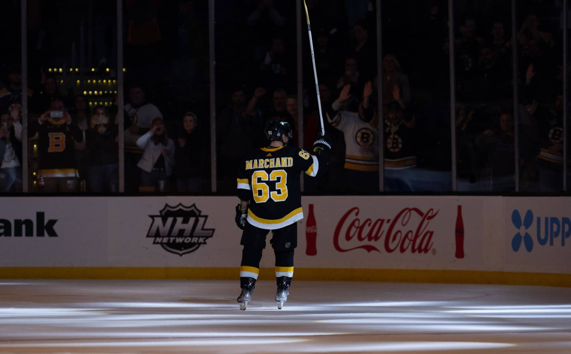 Brad Marchand, number 63, arena lights, Full HD Desktop Wallpaper